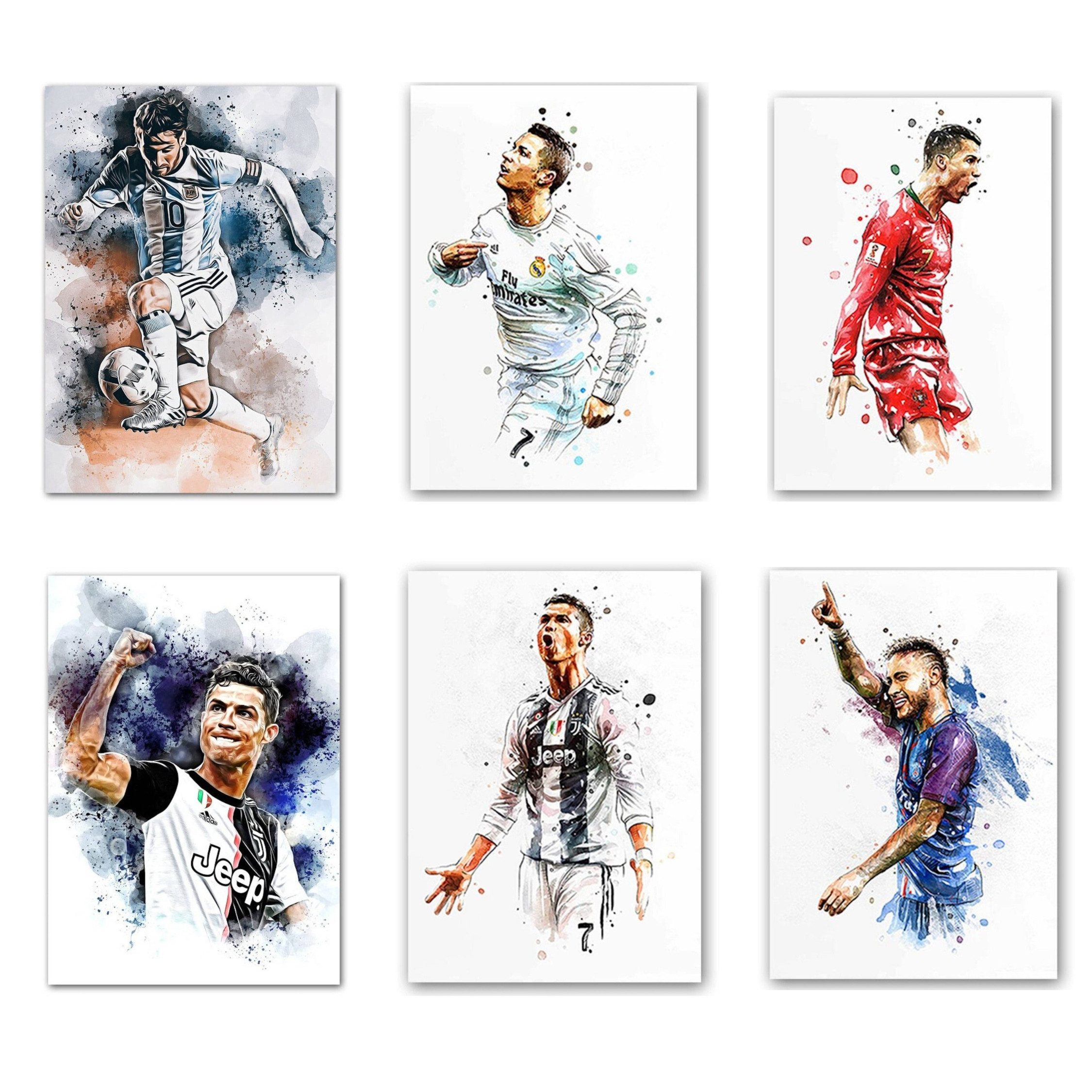 JUSTGOODMOOD Poster Fußballspieler Tor Jubel Lionel Messi und Christiano Ronaldo als Deko, D (1 St)