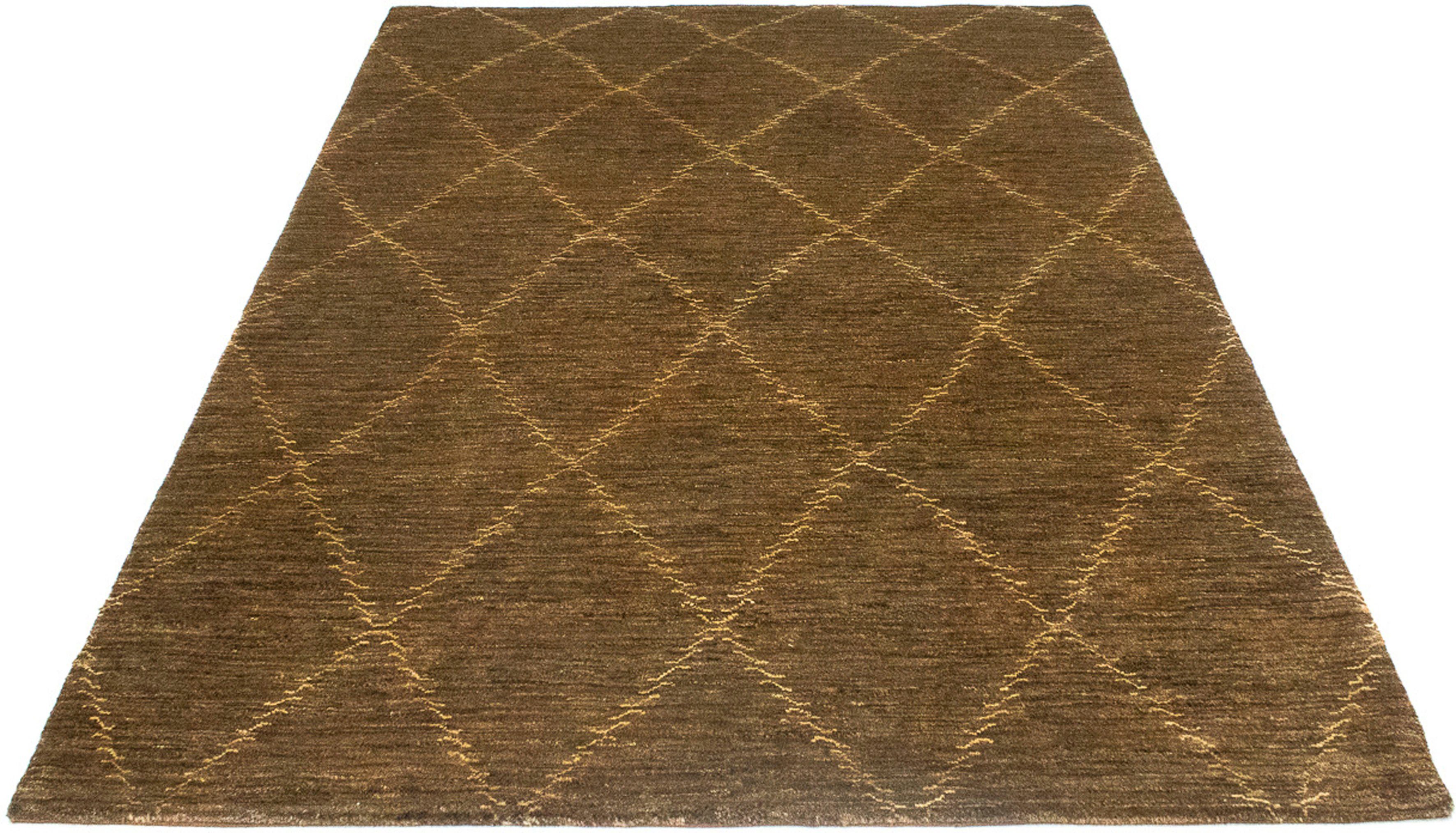 Wollteppich Gabbeh - Indus - 205 x 137 cm - braun, morgenland, rechteckig, Höhe: 18 mm, Wohnzimmer, Handgeknüpft, Einzelstück mit Zertifikat