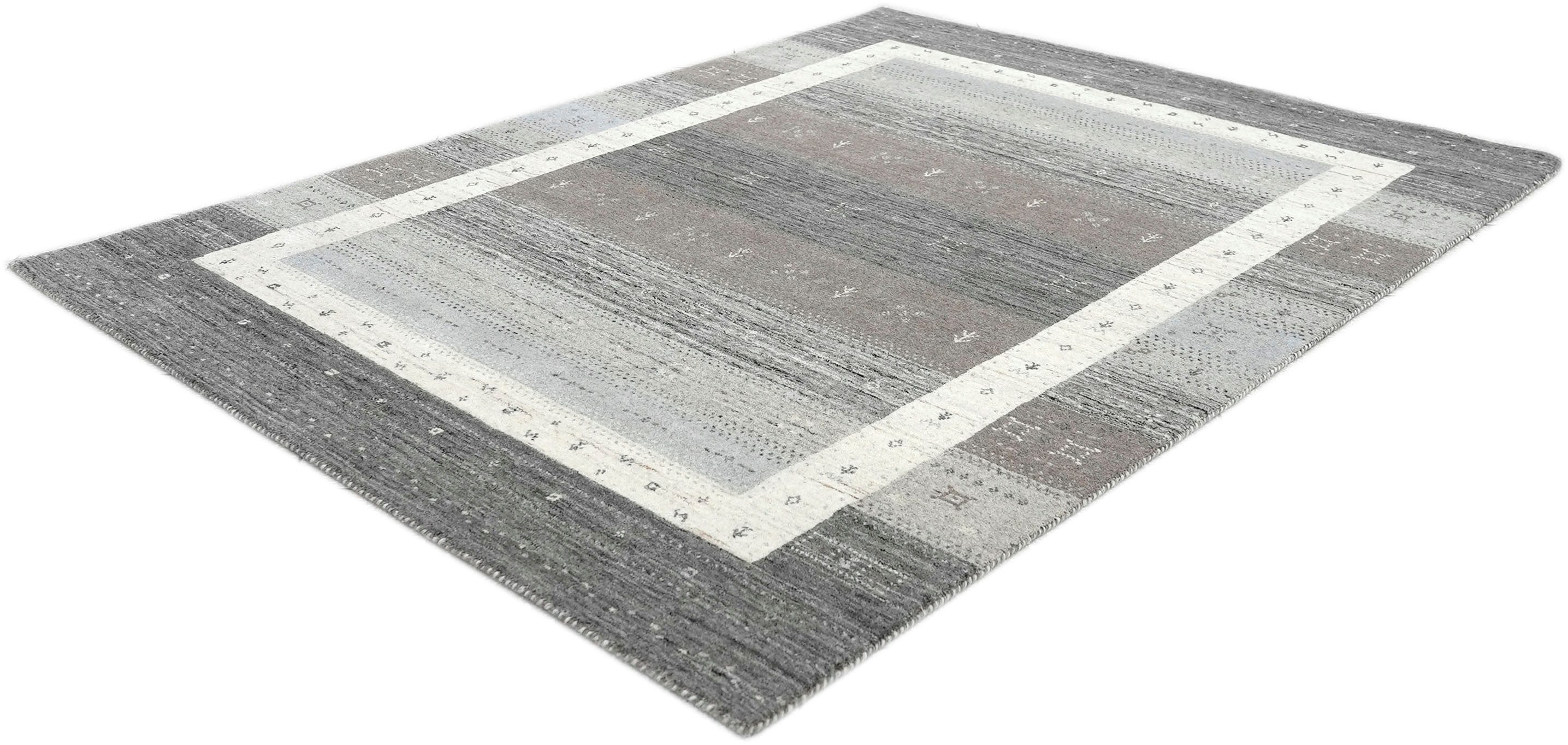 THEKO Wollteppich Memu ZO-7406-24, rechteckig, Höhe: 12 mm, Gabeh Design, reine Wolle, besonders flach, handgewebt, warme Farben