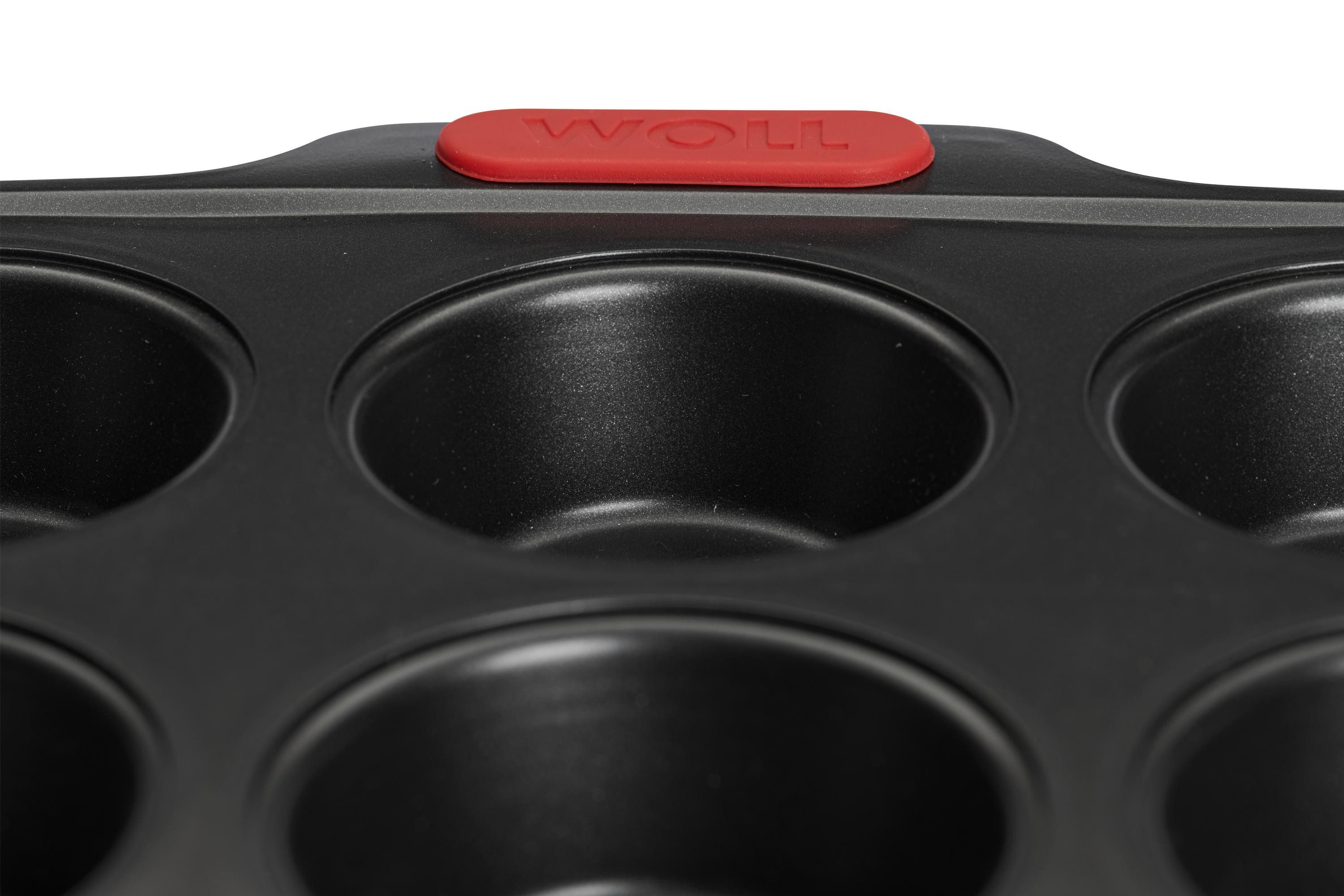 WOLL Muffinform Woll Let's bake! Kuchenform, Backform für 12 Muffins, (1-tlg), mit Antihaftversiegelung und integrierten Silikongriffen, PFAS-Frei