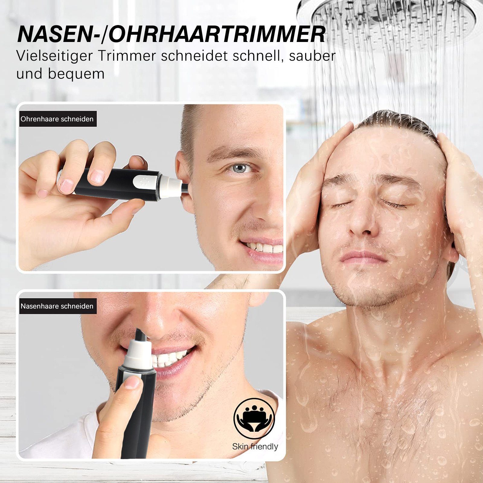 MOOHO Wasserdichte IPX7 Schmerzfreier Schwarz/Weiß Nasenhaartrimmer, Nasenhaarentferner,