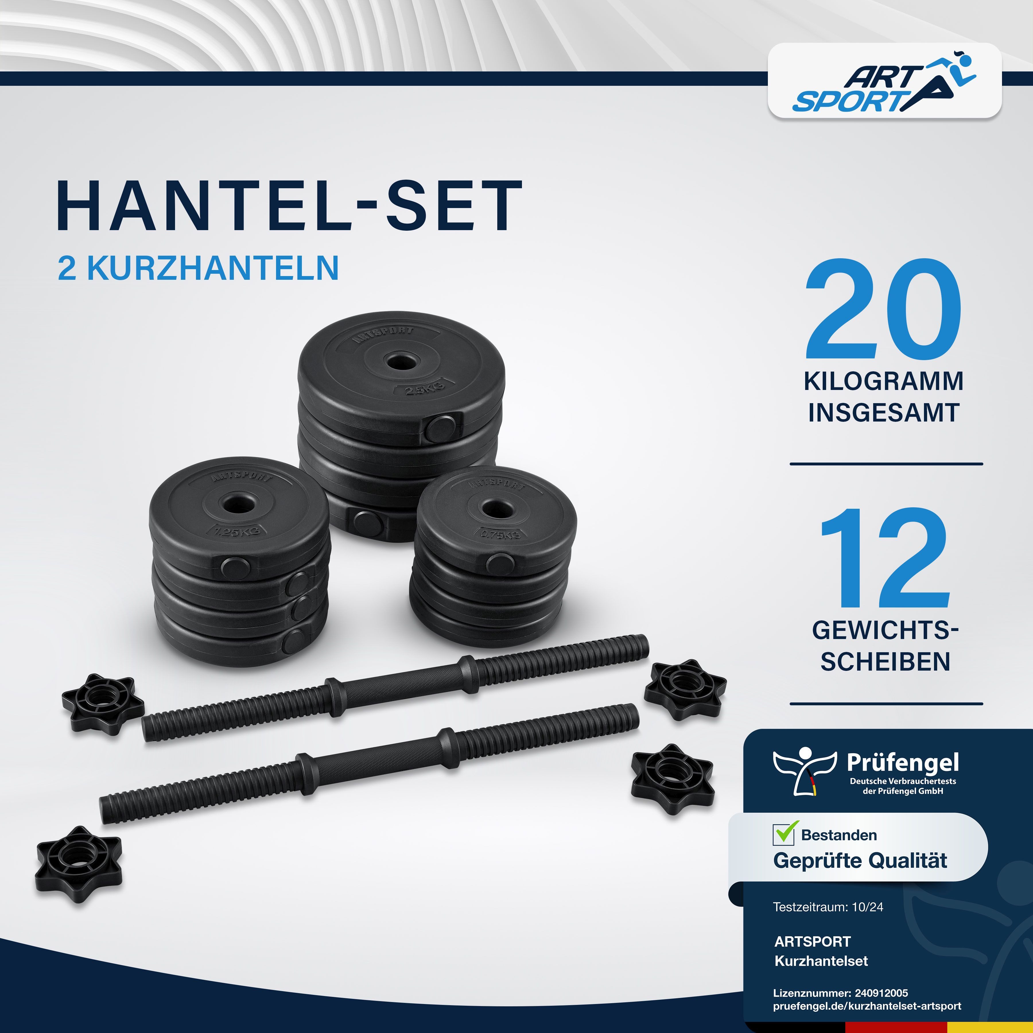ArtSport Hantel-Set, 2er Hantelset mit 2 Kurzhanteln und Sternverschlüssen