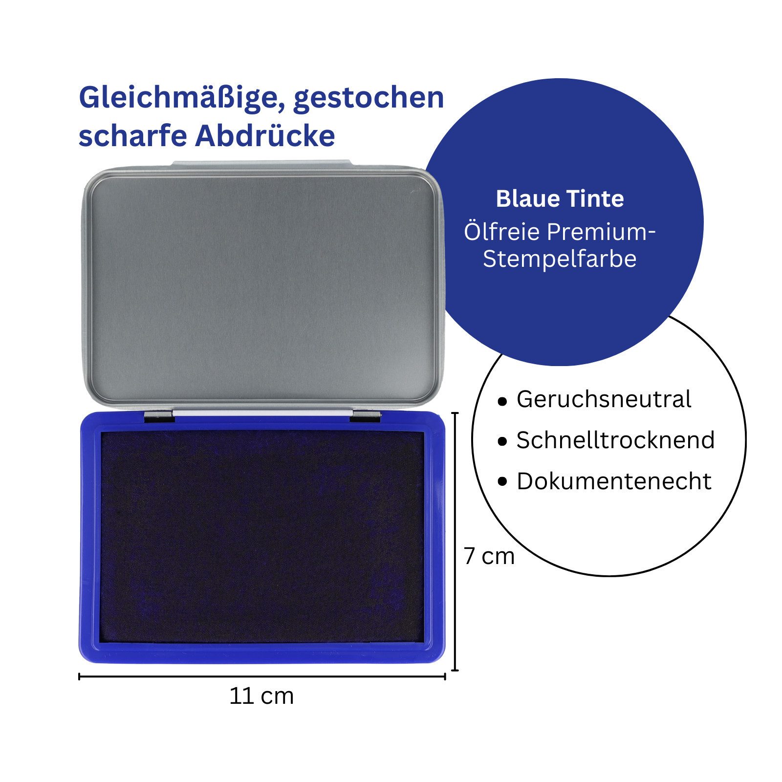WESTCOTT No. 2 Blau (4er-Set), 7 x 11 cm Stempelkissen in Metallgehäuse Stempelkissen (Vorteilspack, 4-tlg., Vorgetränkt und nachfüllbar)