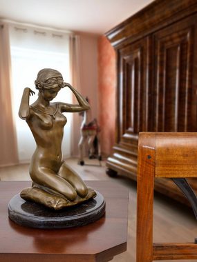 Aubaho Skulptur Bronzefigur kniende Frau nach Paul Ponsard Bronze Skulptur 28cm Replik