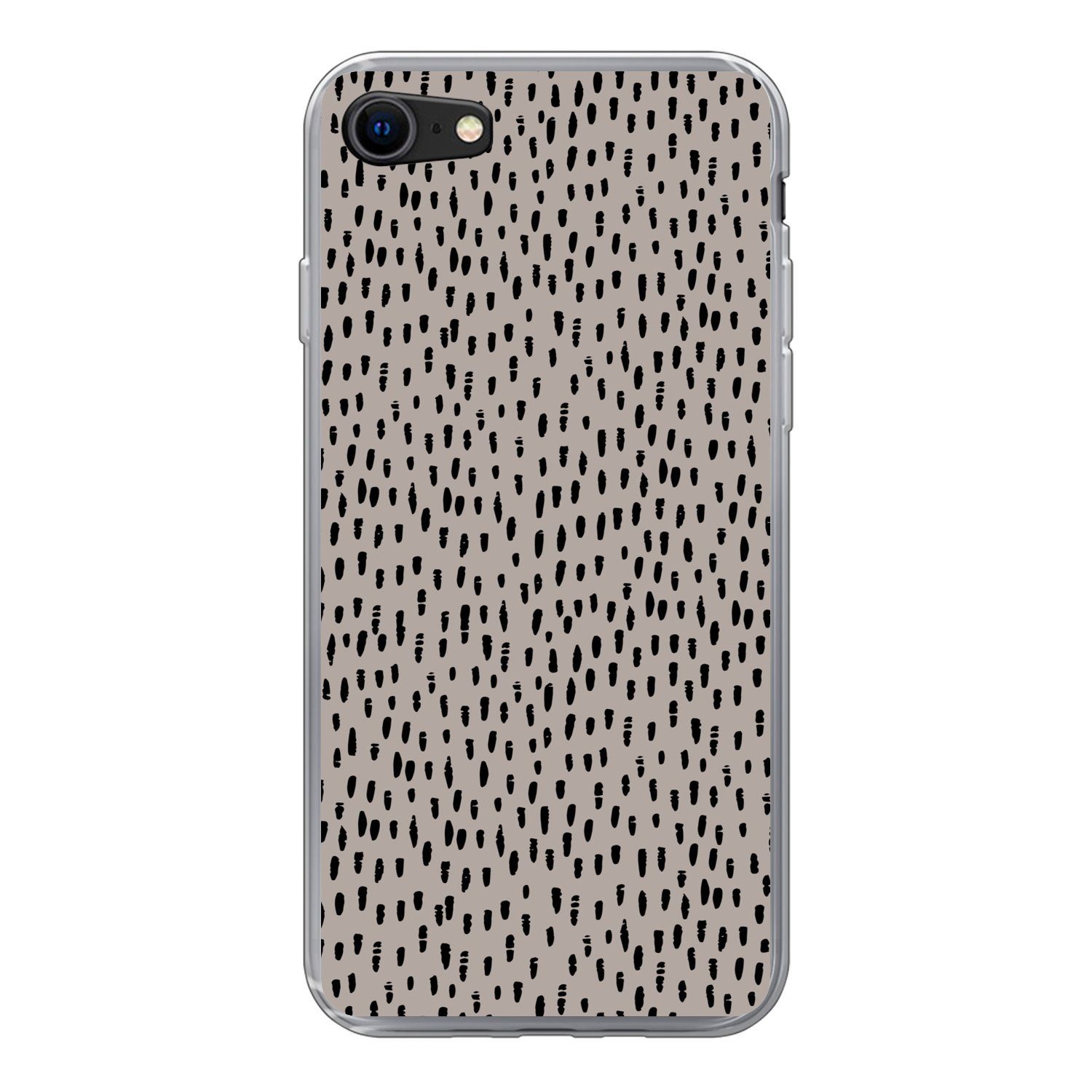 Handyhülle für Apple iPhone 8 Polka dots - Braun - Schwarz