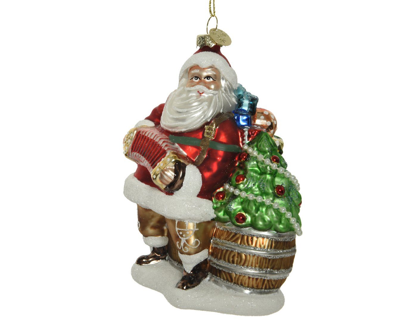 Decoris season decorations Christbaumschmuck, Christbaumschmuck Glas Weihnachtsmann mit Weihnachtsbaum 15cm rot