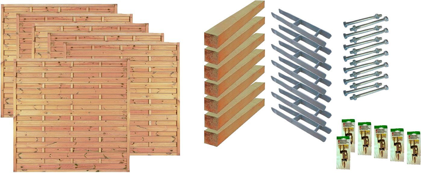 Tetzner & Jentzsch Dichtzaun Manhattan 4, (Set), 6 Elemente, LxH: 1143x180 cm