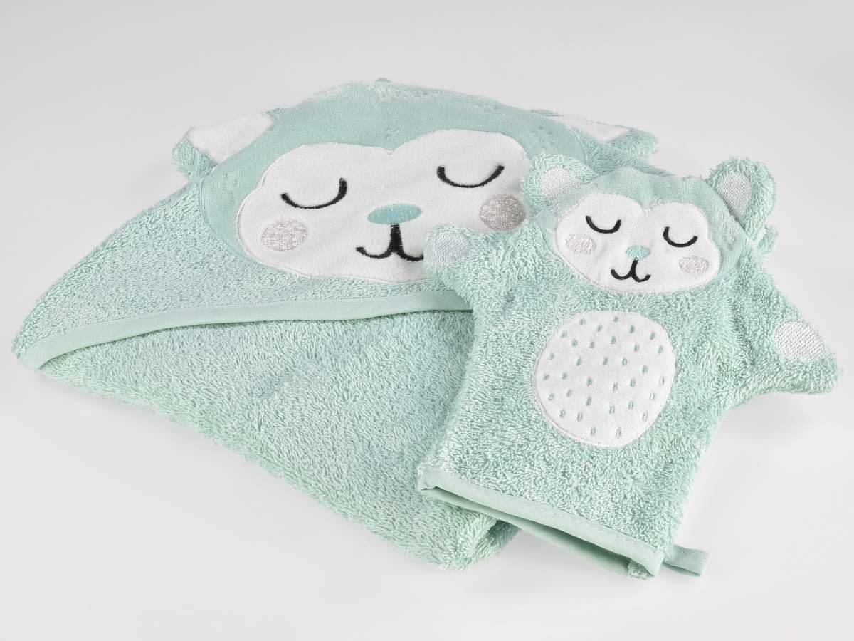 Södahl Badetuch SÖDAHL Set: Kinder-Handtuch + Waschhandschuh, Bio-Baumwolle (2-St), Kapuzenhandtuch, Kinderhandtuch 80x80cm Set mit Waschhandschuh