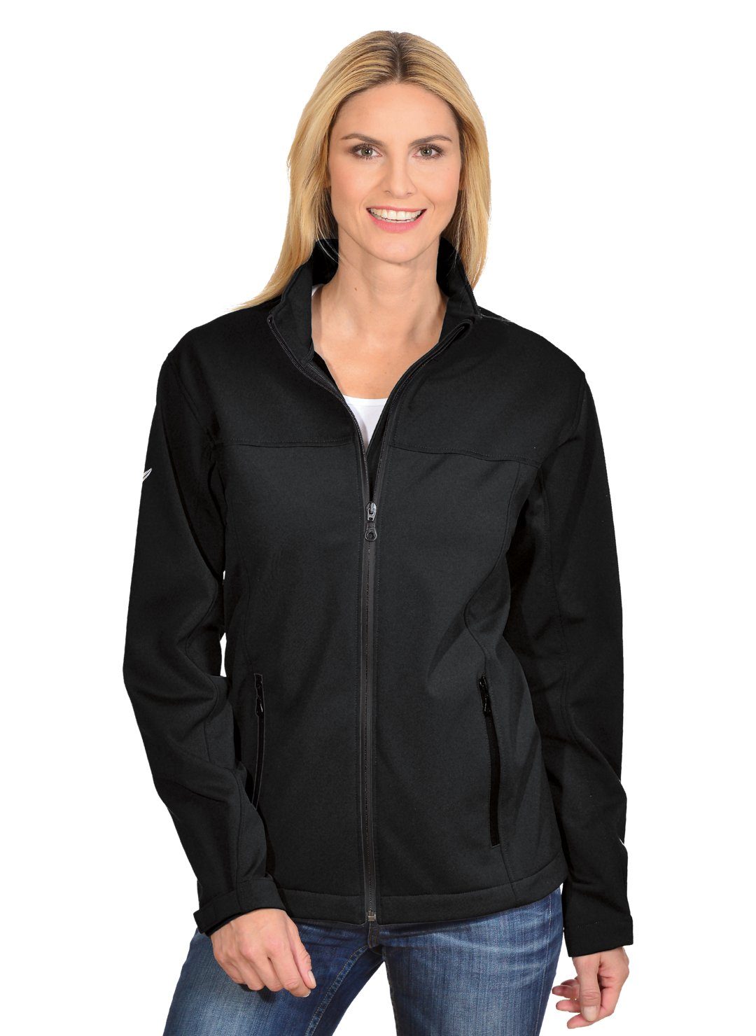 Trigema Softshelljacke TRIGEMA Softshelljacke RV unisex schwarz | Übergangsjacken