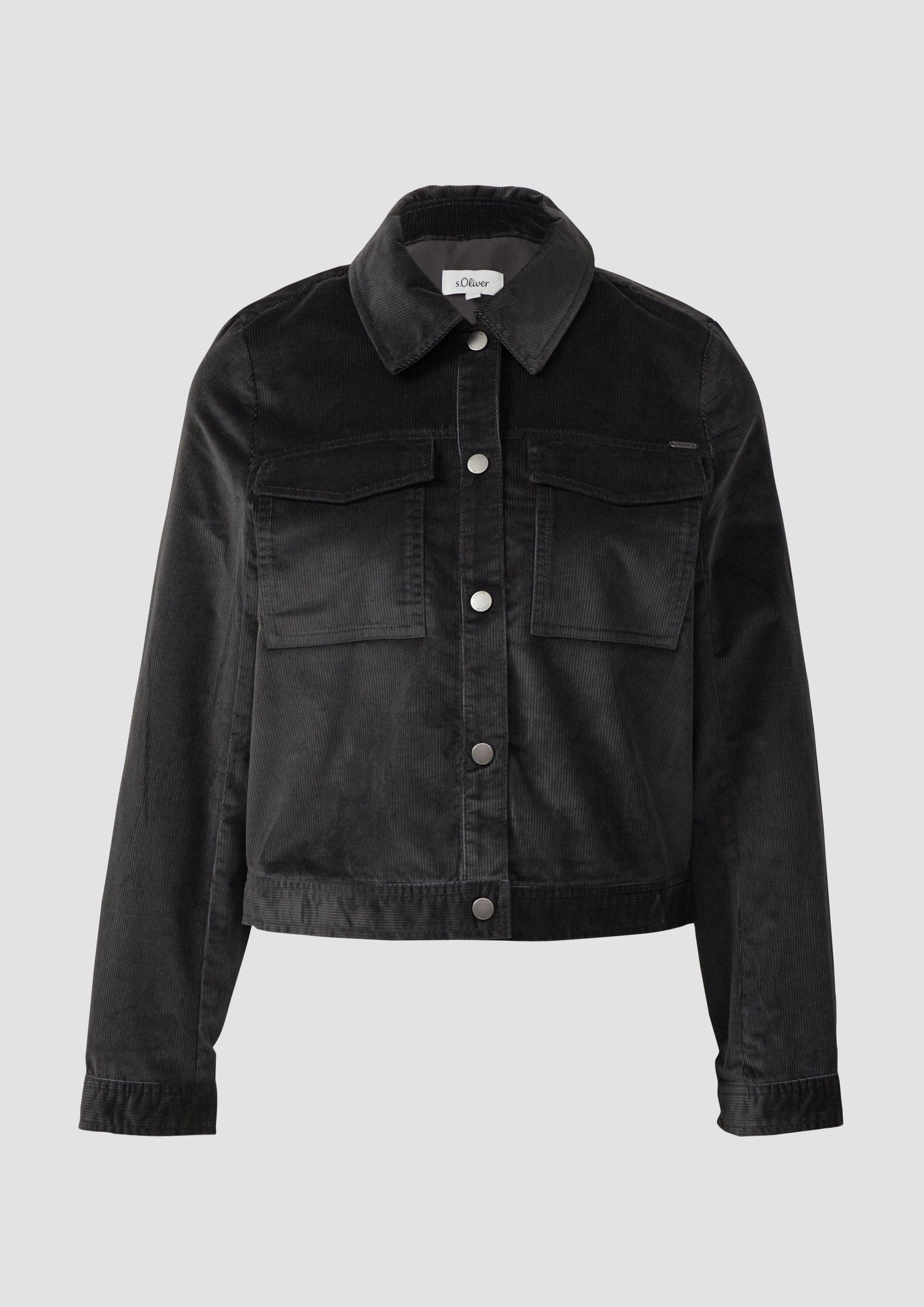 s.Oliver Funktionsjacke Indoor-Jacke Feincord-Jacke mit Hemdkragen und aufgesetzten Brusttaschen