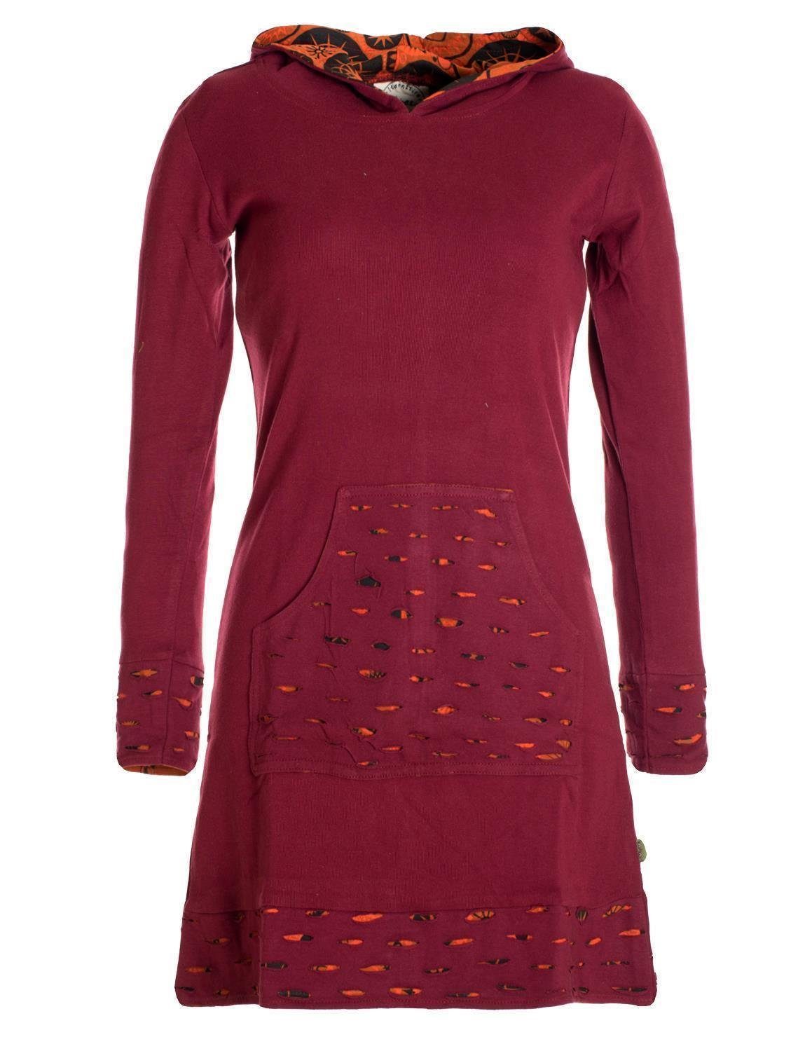 Vishes Midikleid Langarm-Shirtkleid Hoodie-Kleid mit Kapuze günstig online kaufen