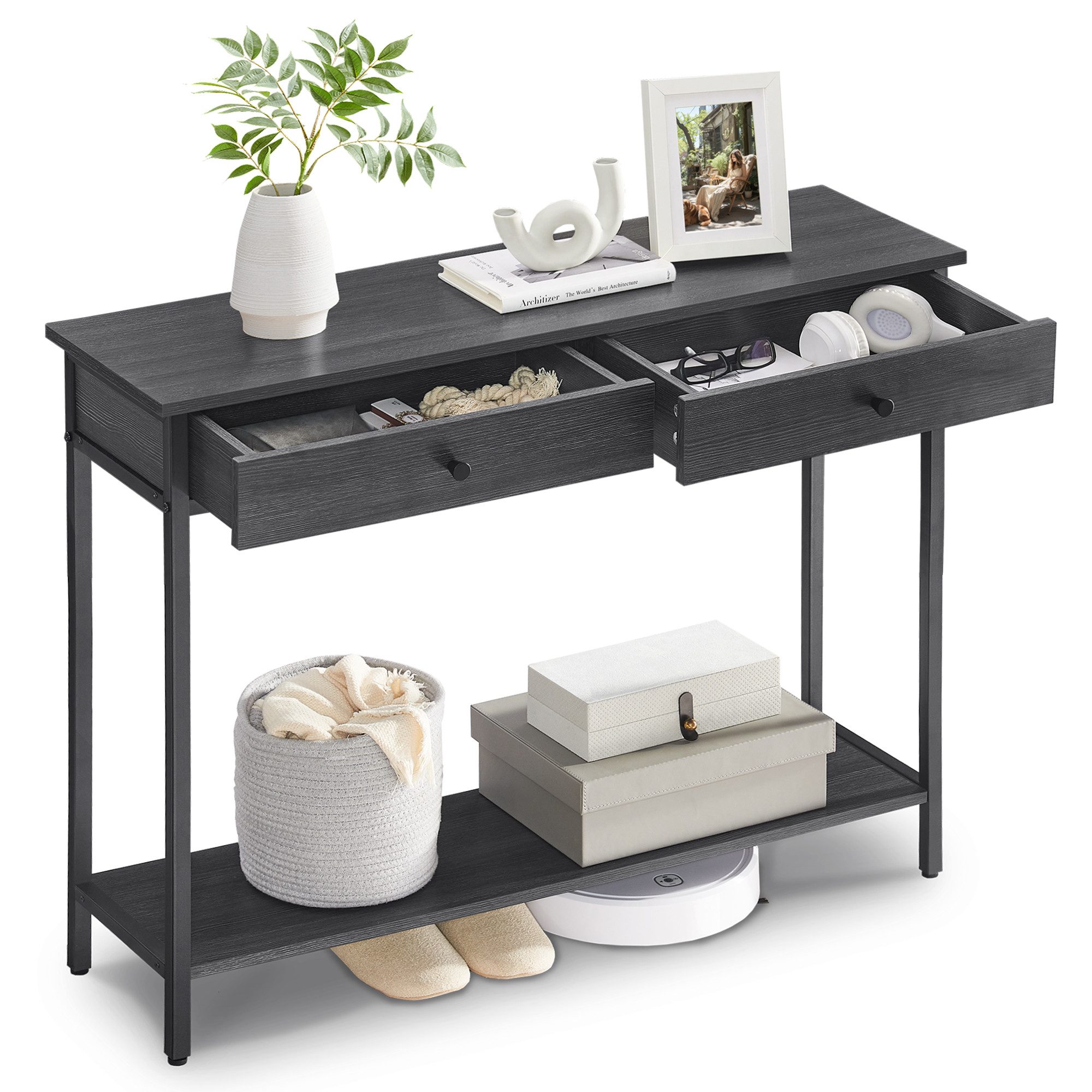 VASAGLE Konsolentisch, Flurtisch, Beistelltisch, Sofatisch mit 2 Schubladen günstig online kaufen