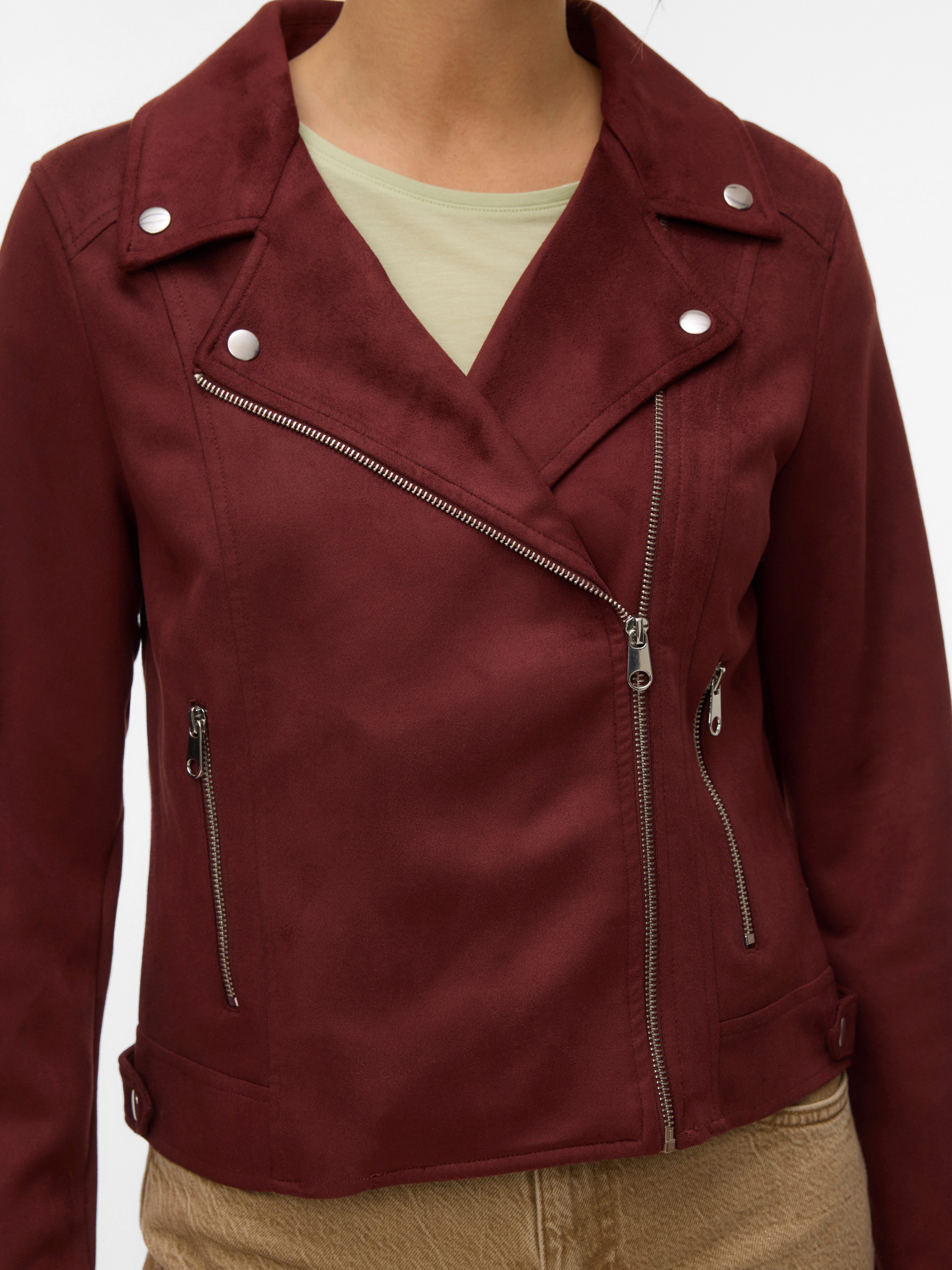 Vero Moda Bikerjacke VMJOSE SHORT FAUX SUEDE JACKET GA NOOS mit asymetrischem Reißverschluss