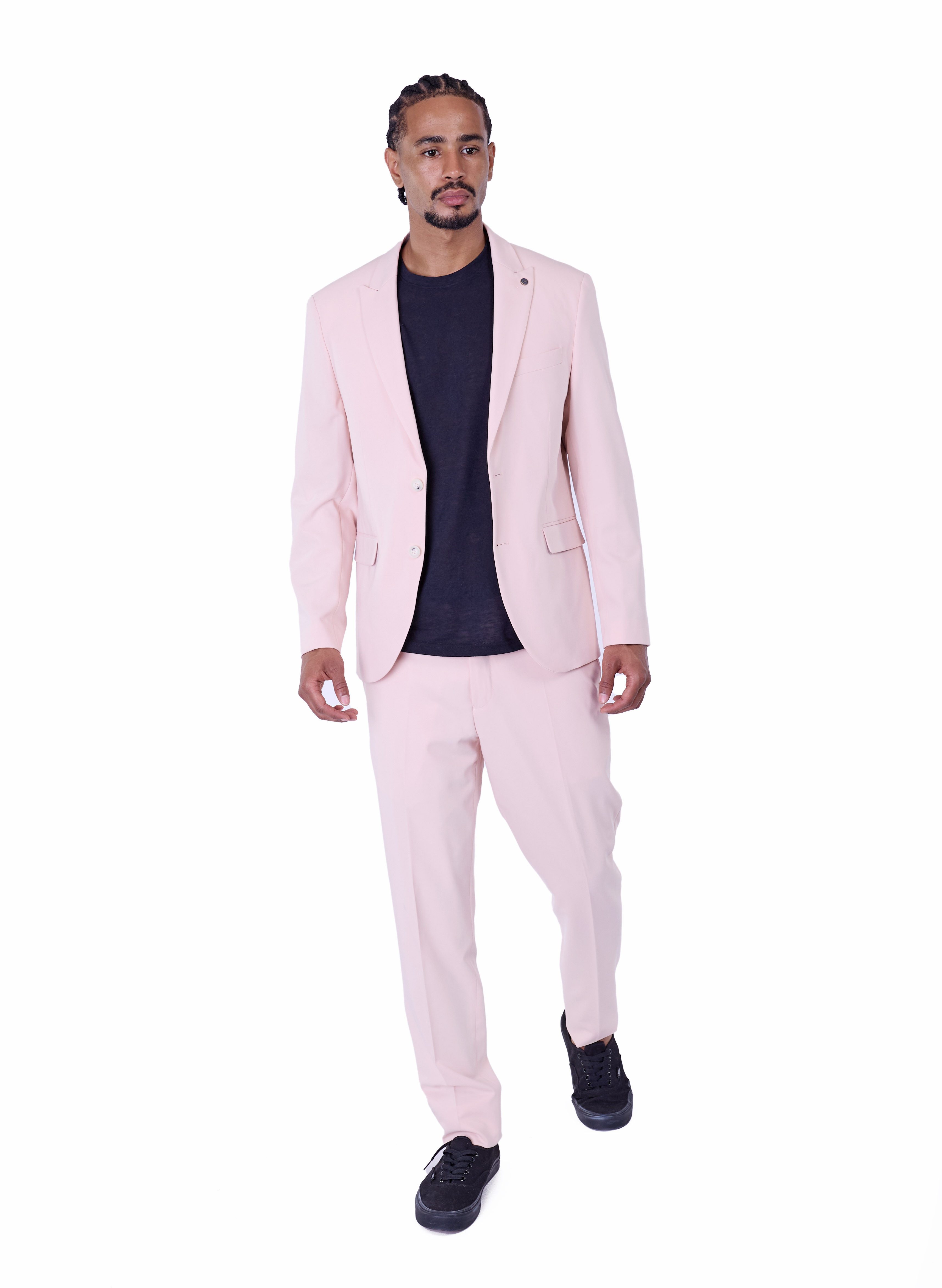 Denim Distriqt Anzug Sprotlicher Herren Slim Fit Anzug Cameo Pink (2-tlg)