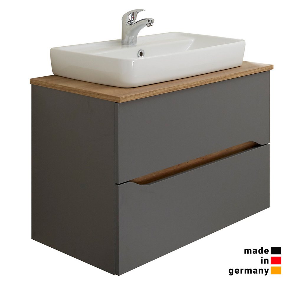 Thumbnail - Lomadox Waschtisch QENA-66, grau Matt Touch mit Riviera Eiche Nb. 73/62,1/45 cm