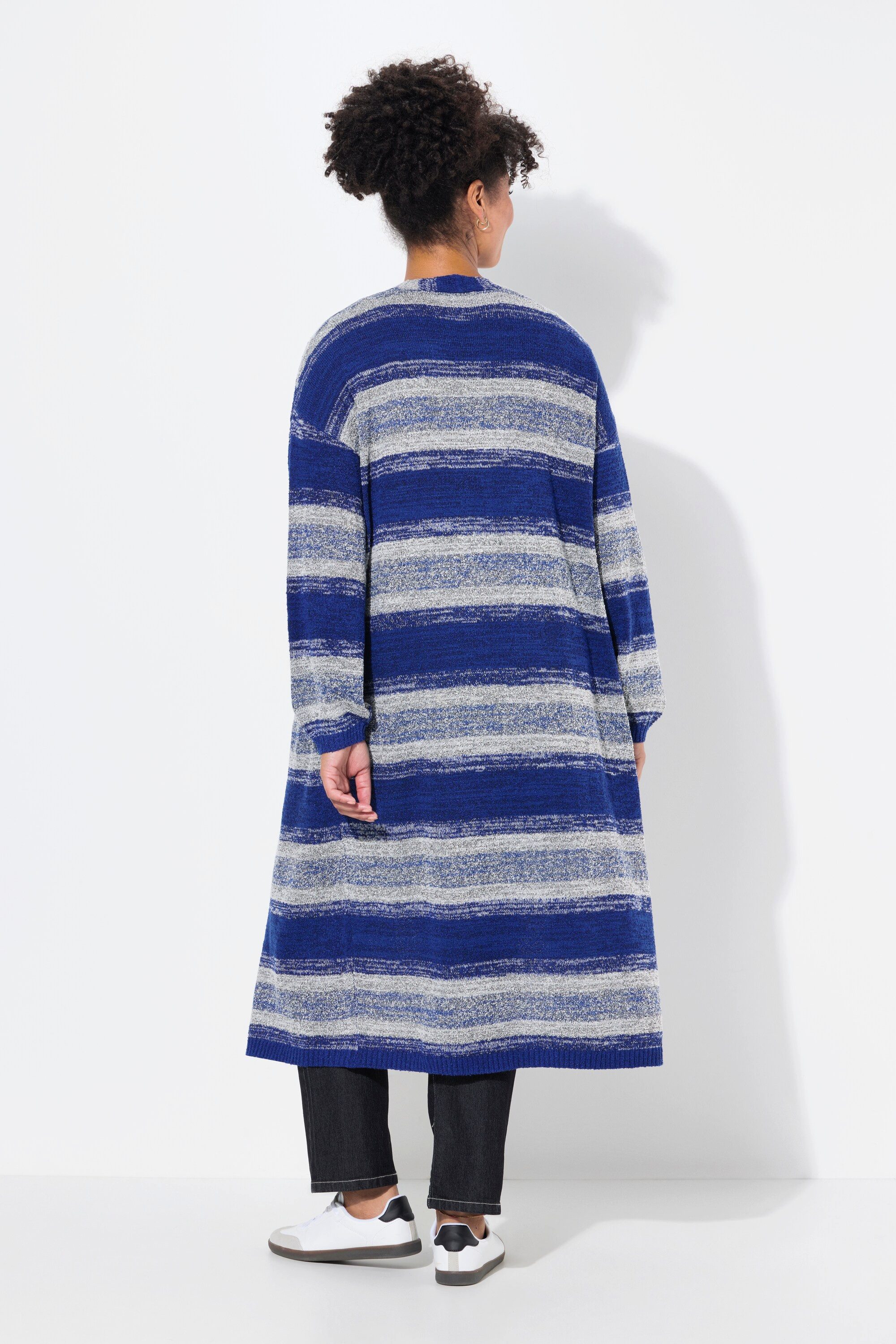 Janet & Joyce Strickjacke Strickjacke extra lang offene Form Blockstreifen