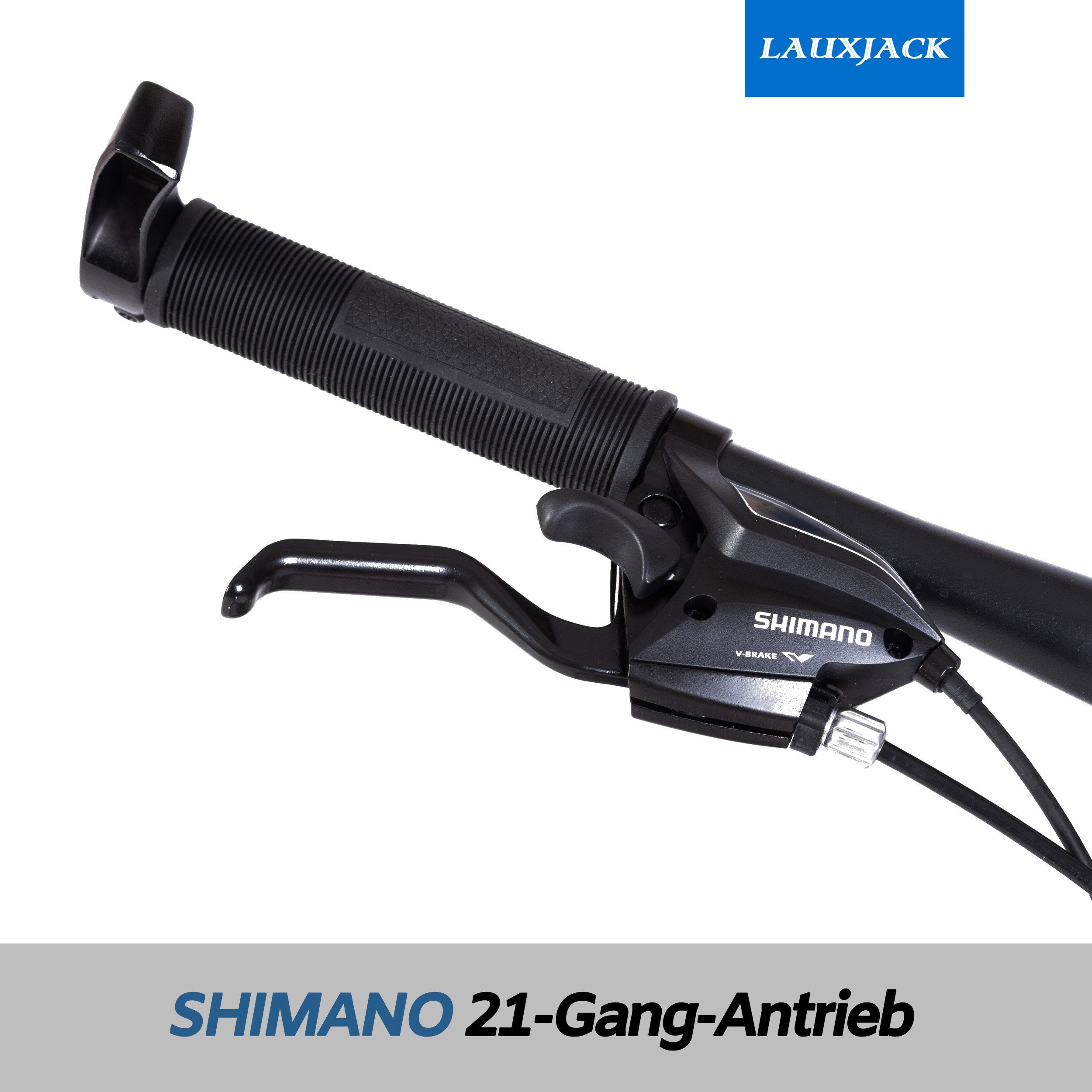 Lauxjack Mountain Bike AX4.0 in 26/28 inch, Shimano, 21-speed Shimano Tourney RD-TY300/200 derailleur, derailleur gears, (set), for men and women 150-185cm, white and blue, MTB for everyday use