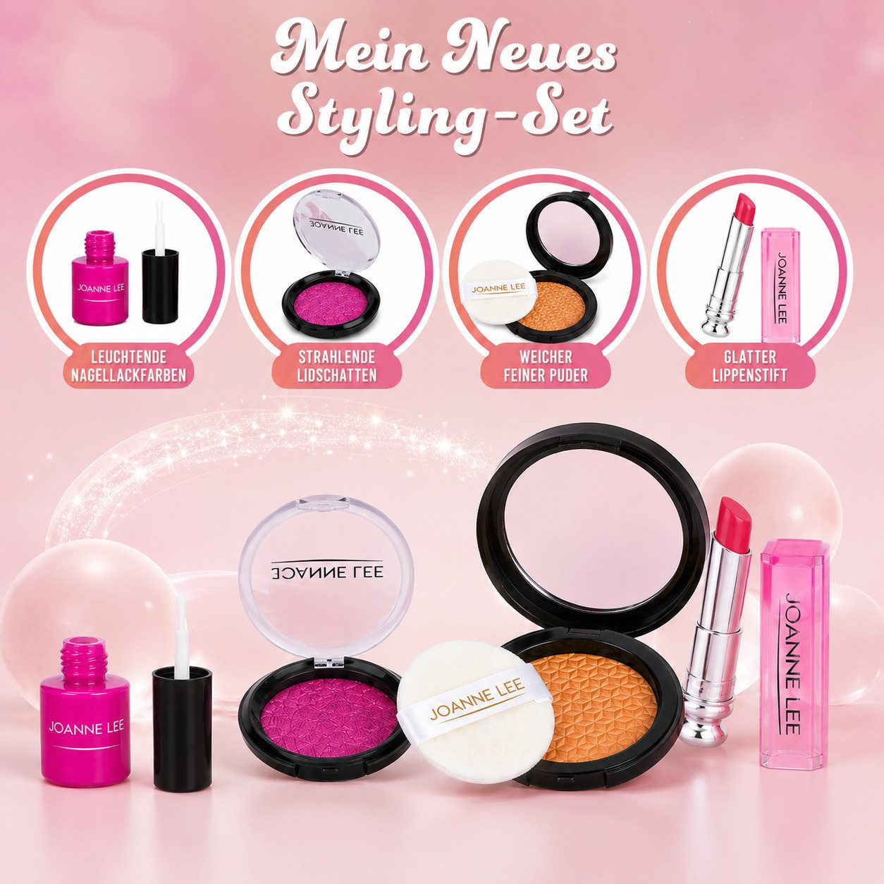 Toomoke Kreativset 12-teilige Kleinkind, Kinder-Make-up-Set, Make-up-Spielzeug, (Kinderschminke Set Mädchen, 12-tlg., Rollenspiel für Kinder,tragbares Spielzeug), Mini Beauty Salon Spielset