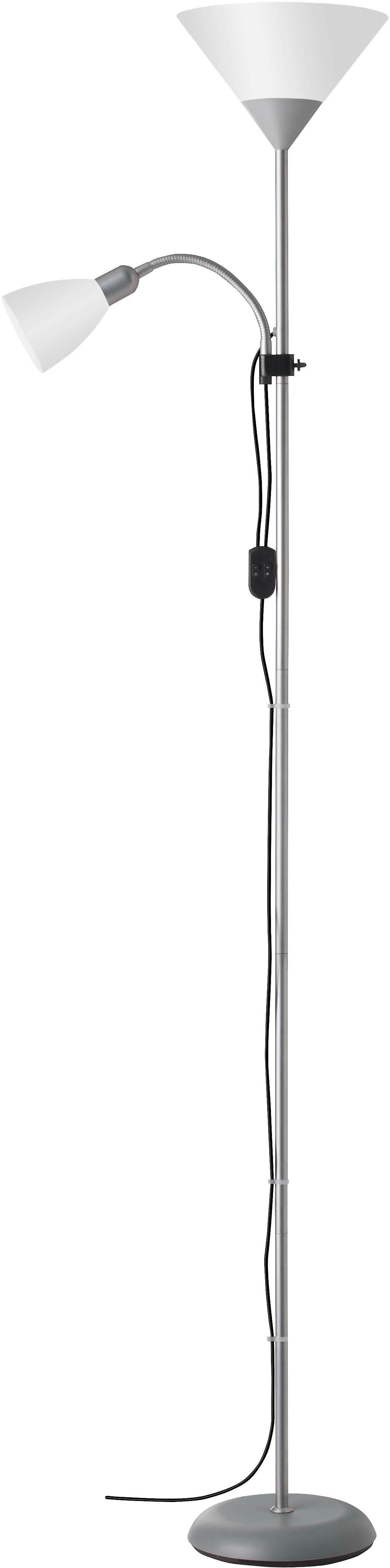 Brilliant Uplighter SPARI, ohne Leuchtmittel, 180 cm Höhe, Ø 25 cm, E27 + E14, Aluminium/Kunststoff, schwarz/weiß