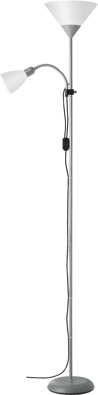 Brilliant Deckenfluter SPARI, ohne Leuchtmittel, 180 cm Höhe, Ø 25 cm, E27 + E14, Aluminium/Kunststoff, schwarz/weiß