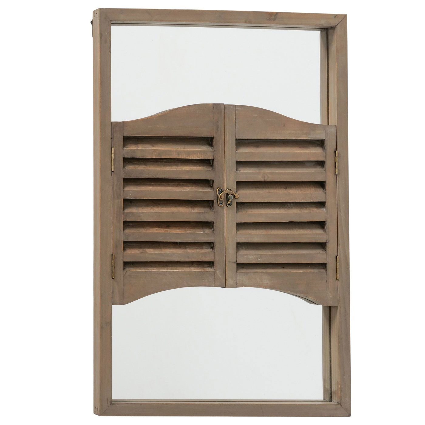 Levandeo® Wandspiegel, Wandspiegel Spiegel Fenster H60cm Holz Braun Shabby Chic Vintage