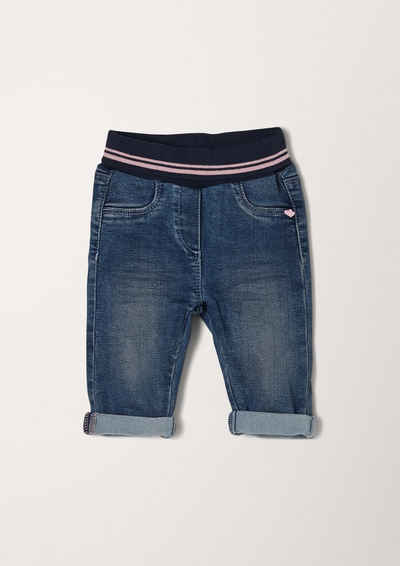 s.Oliver 5-Pocket-Jeans »Jeans mit Umschlagbund« Waschung, Streifen-Detail