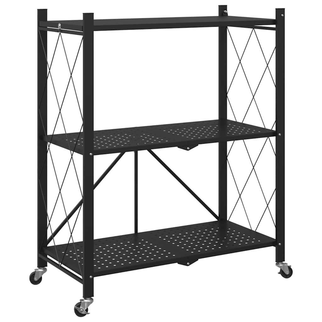 vidaXL Rollwagen Lagerregal auf Rädern Schwarz 71 x 34 x 88 cm Stahl