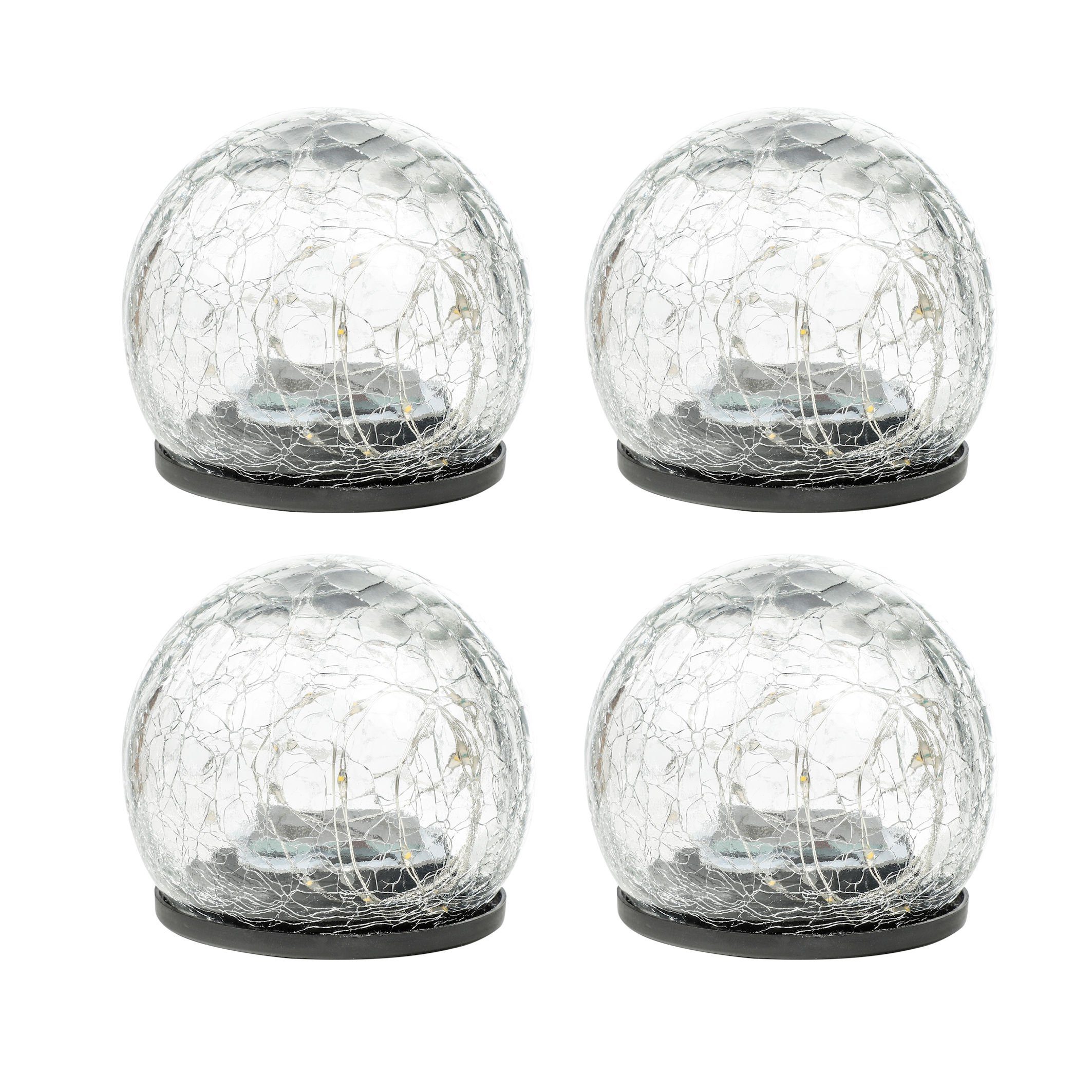 Spetebo LED Gartenleuchte LED Solar Kugel Leuchten - 4er Set, 2, LED fest integriert, warmweiß, Gehwegbeleutung