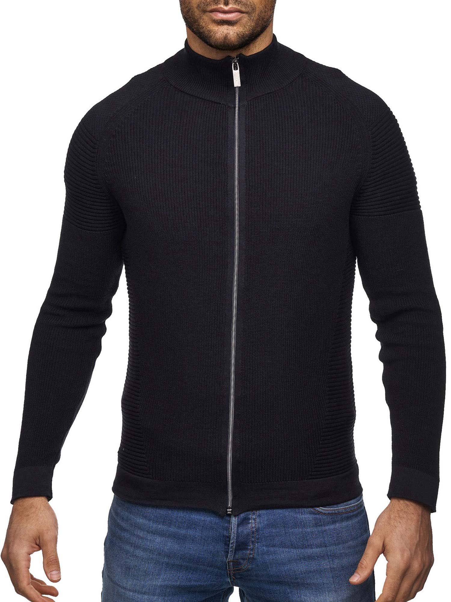 Tazzio Strickjacke D408 zeitloser Cardigan im Biker-Look