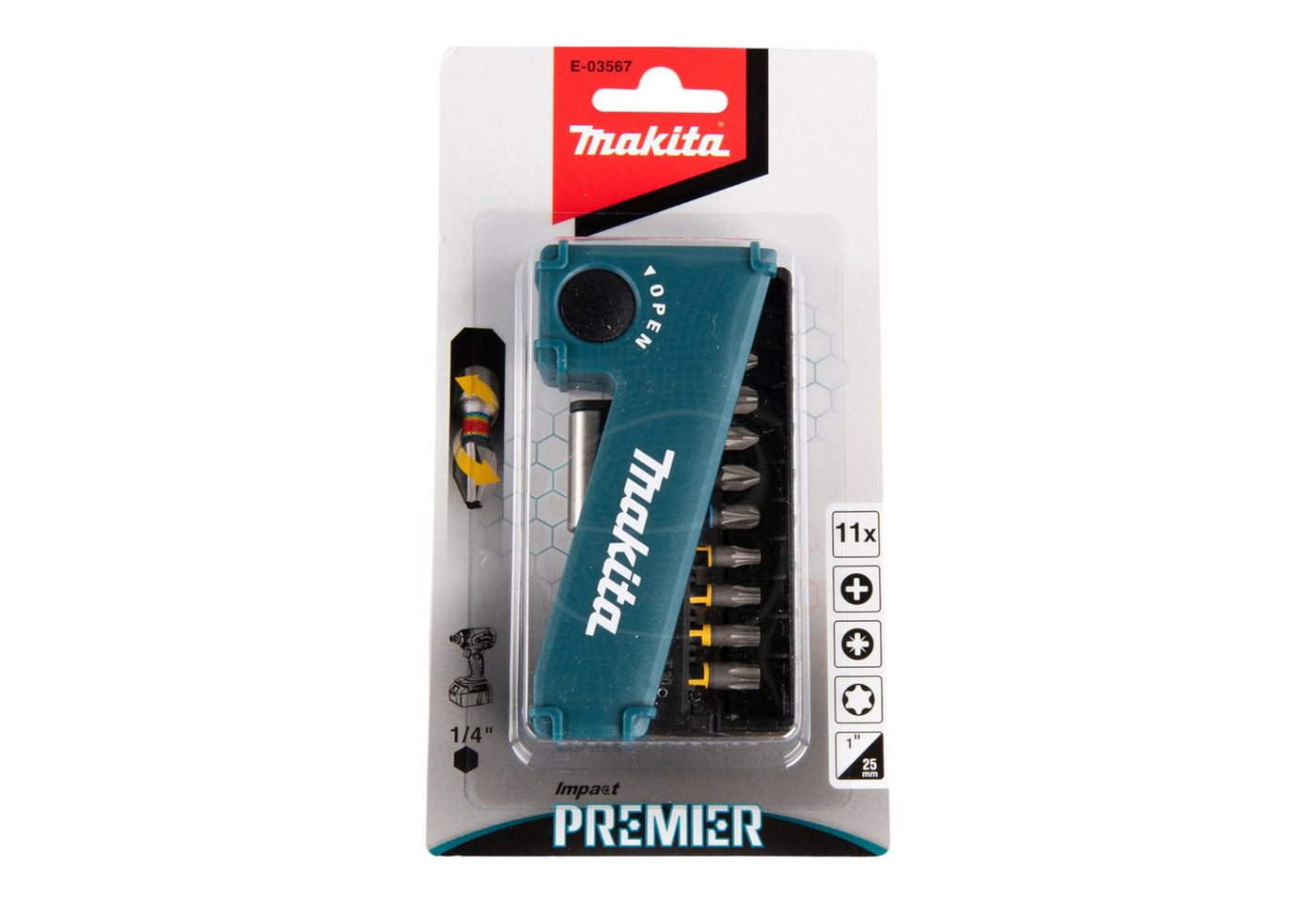 Thumbnail - Makita Bohrer- und Bitset Makita Torsion Bit Set Impact Premier (E-03567) 11 teilig 1/4"