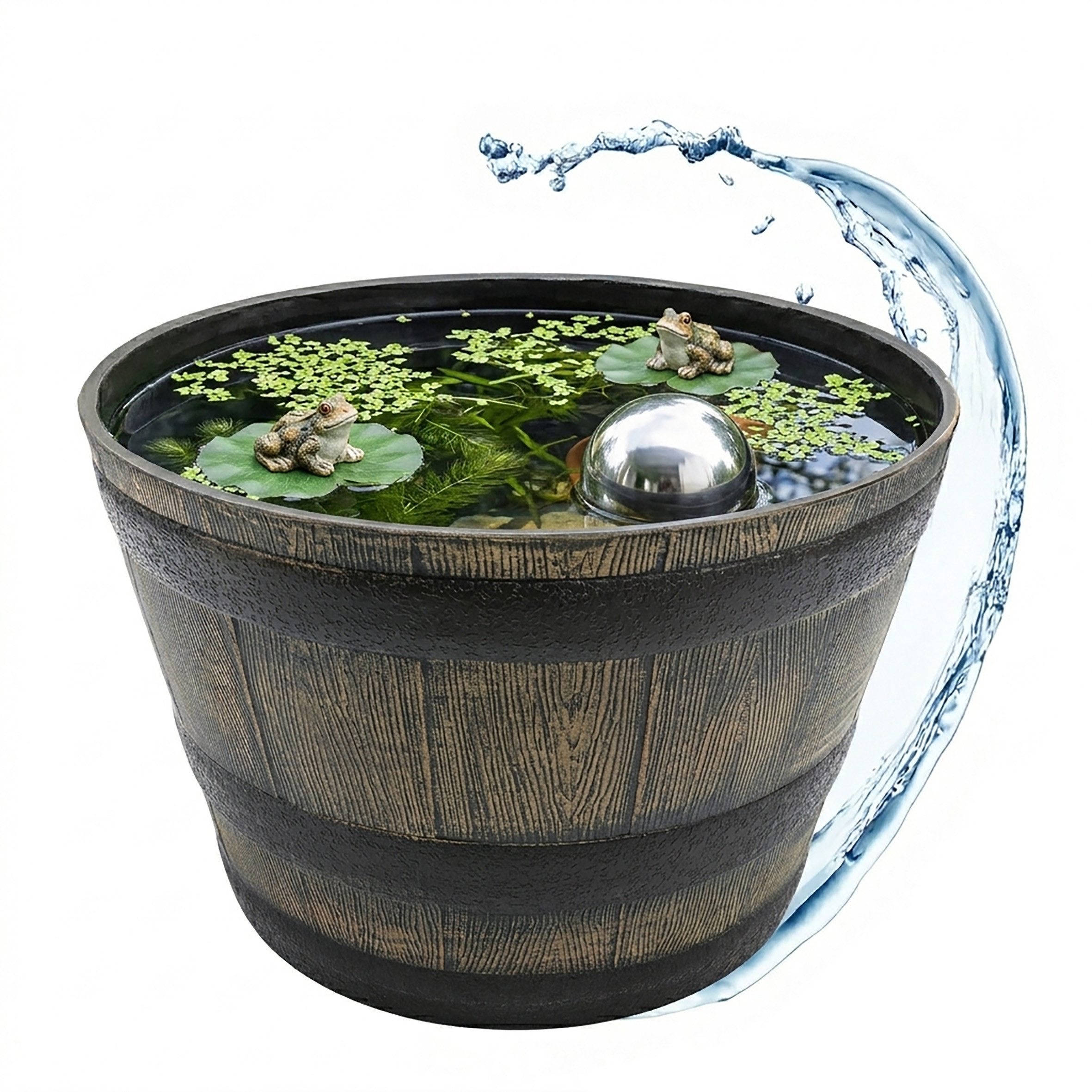Spetebo Pflanzkübel Kunststoff Blumenkübel in Eichenfass Optik braun (Anzahl, 1 St., Stück), wetterfestes und robustes Material