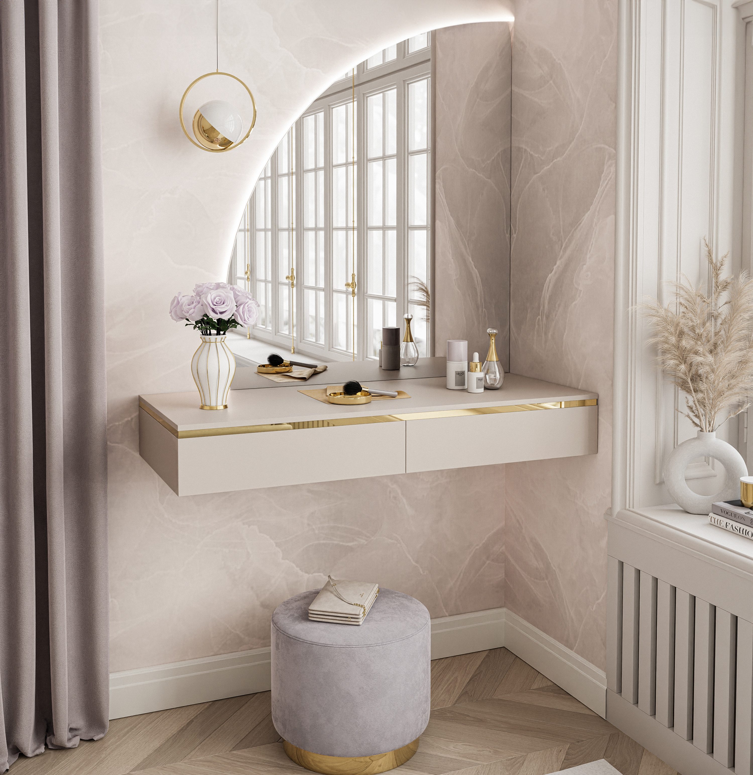 Lookway Schminktisch AURORA-Q KASCHMIR hängender Schminktisch mit Spiegel günstig online kaufen