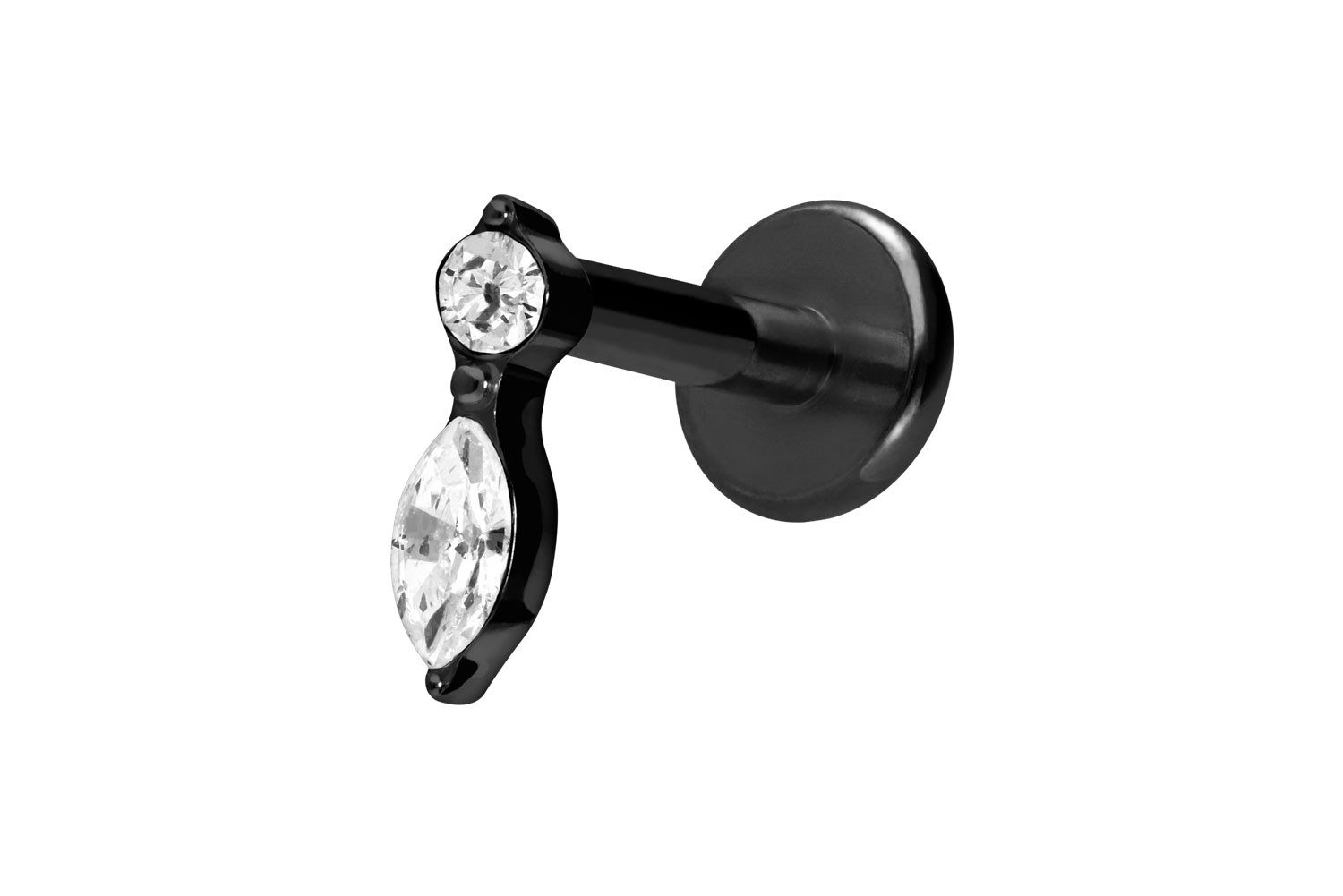 Piercing-Set Titan Labret mit Innengewinde KRISTALLBLATT