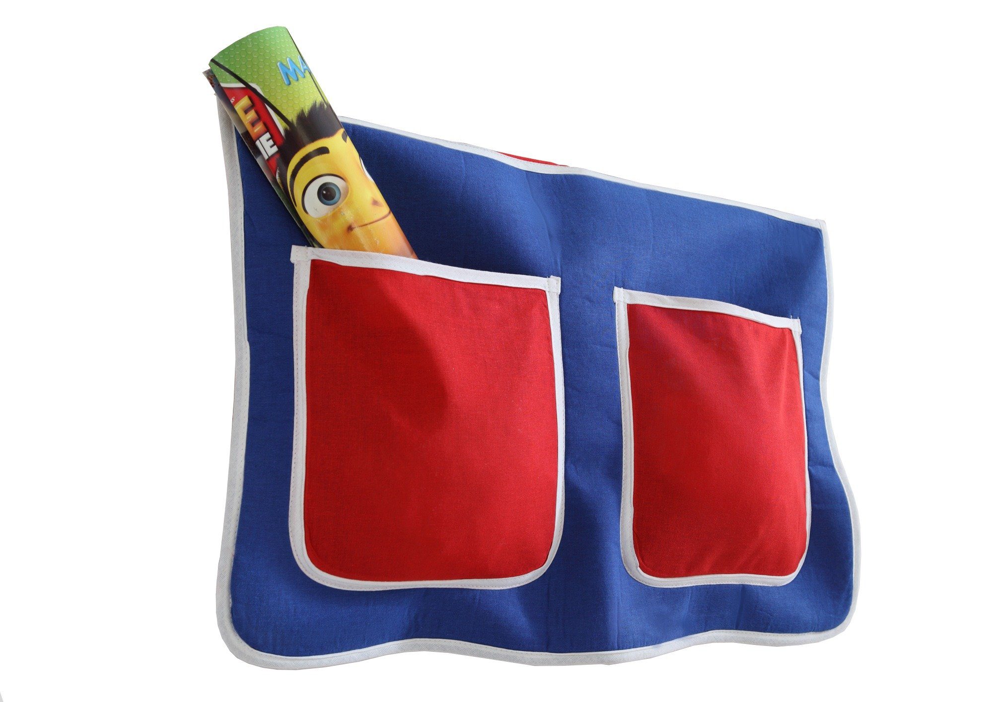 Ticaa Betttasche Kinder Bett-Tasche für Hochbett und Etagenbett Blau-Rot