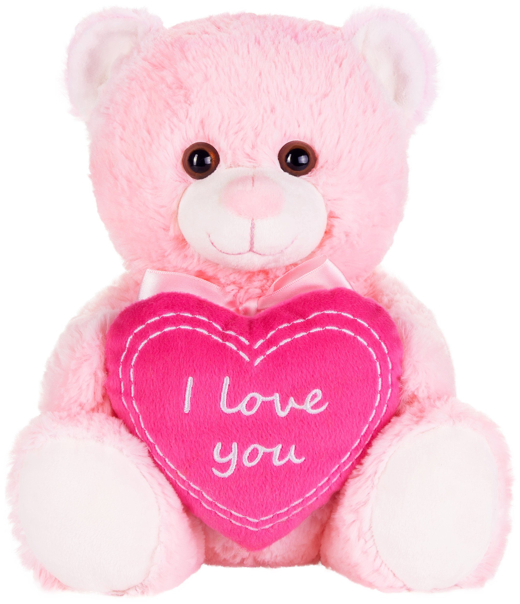 BRUBAKER Kuscheltier Teddybär mit I Love You Herz (1-St), kleiner Teddy Bär für Freundin oder Ehefrau, Stofftier Plüschtier mit Liebesbotschaft