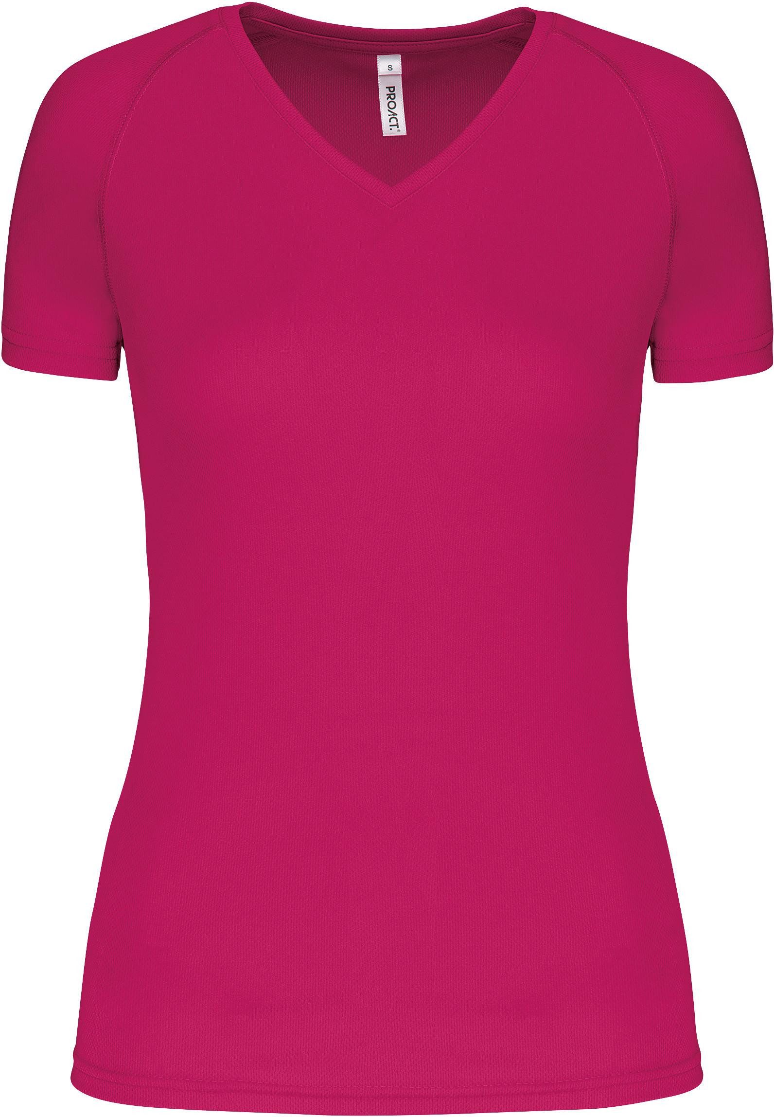 Trainingsshirt Damen Kurzarm-Sportshirt mit V-Ausschnitt