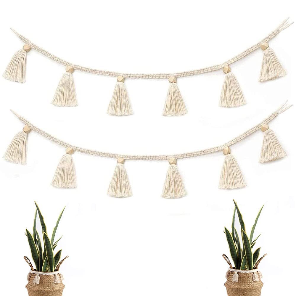 FOUORTUNATE-BEE Wanddekoobjekt 2 Stück Quasten Girlande Boho wandbehang Boho wanddeko (für Wohnheim, Wohnzimmer, Schlafzimmer, Party, Innen- und Außenbereich, Hängedekoration, 2 St)