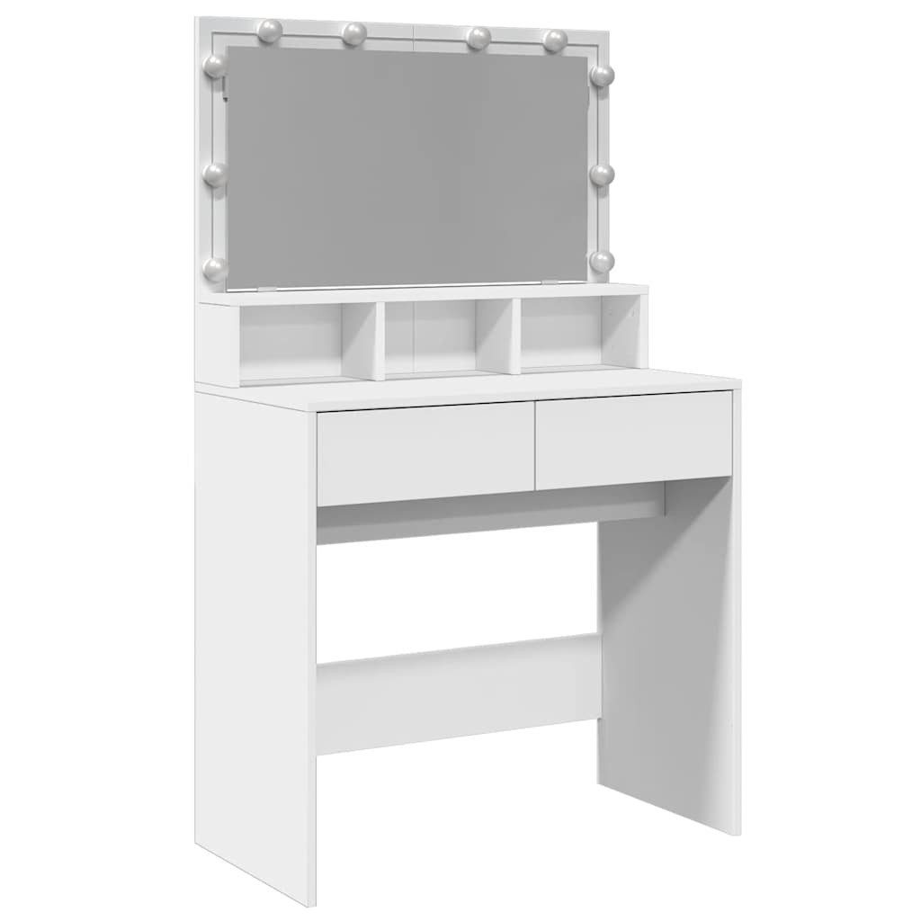 Schminktisch Schminktisch mit LED-Beleuchtung Weiß 80x41x134,5 cm