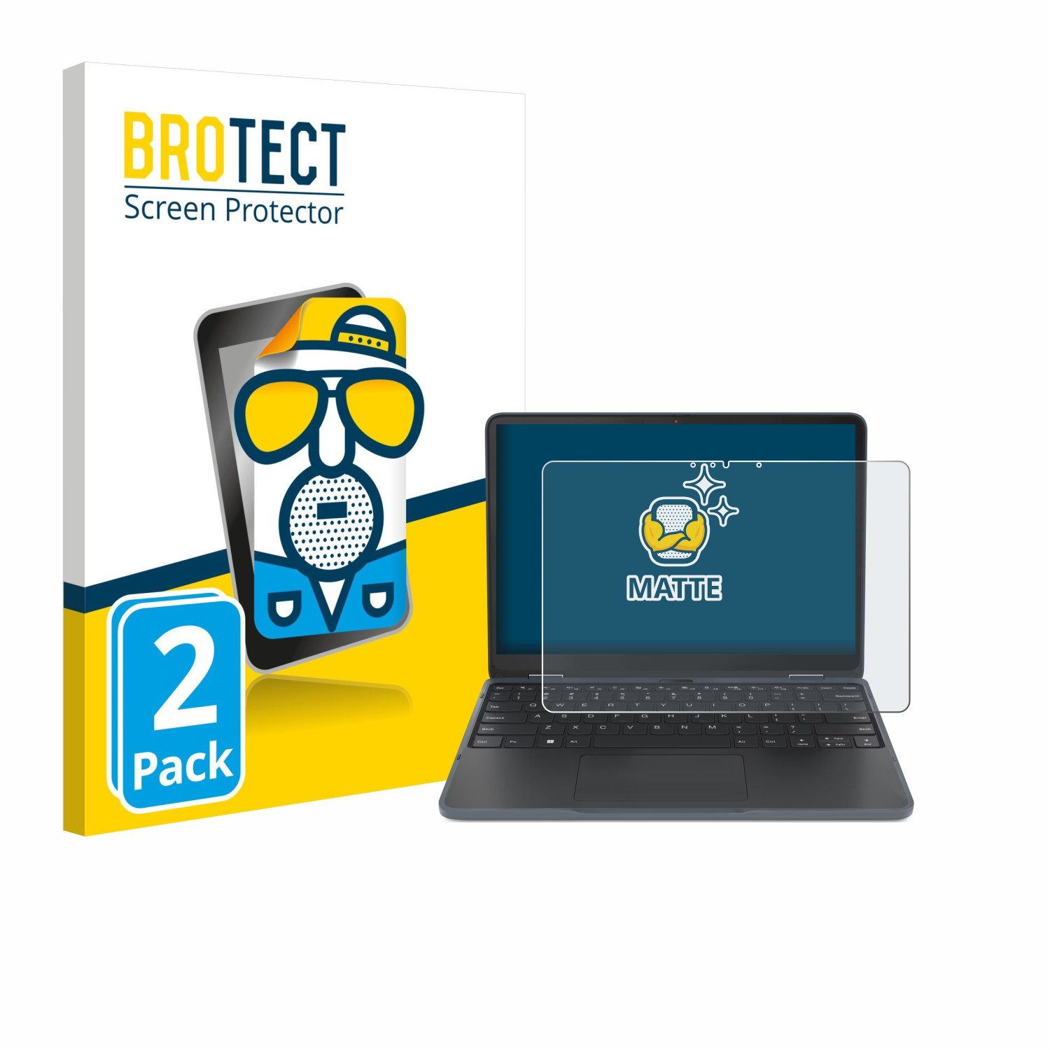 BROTECT Displayschutzfolie Schutzfolie für Lenovo 500w Yoga Gen 4, 2 Stück, Displayschutz Schutz Folie Matt Entspiegelungsfolie