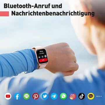 Yoever Smartwatch (1,8 Zoll, Android iOS), Damen herzfrequenz schlafmonitor schrittzähler wasserdichte sportuhr