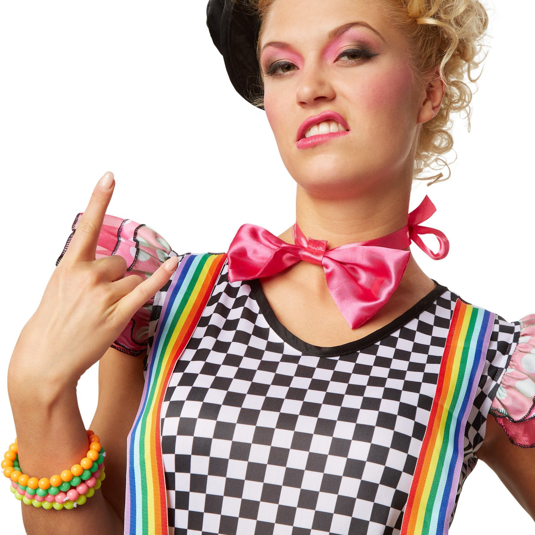dressforfun Clown-Kostüm Frauenkostüm Neon Clown, Schrill-buntes Einteiler Kleid aus Elastik-Jersey