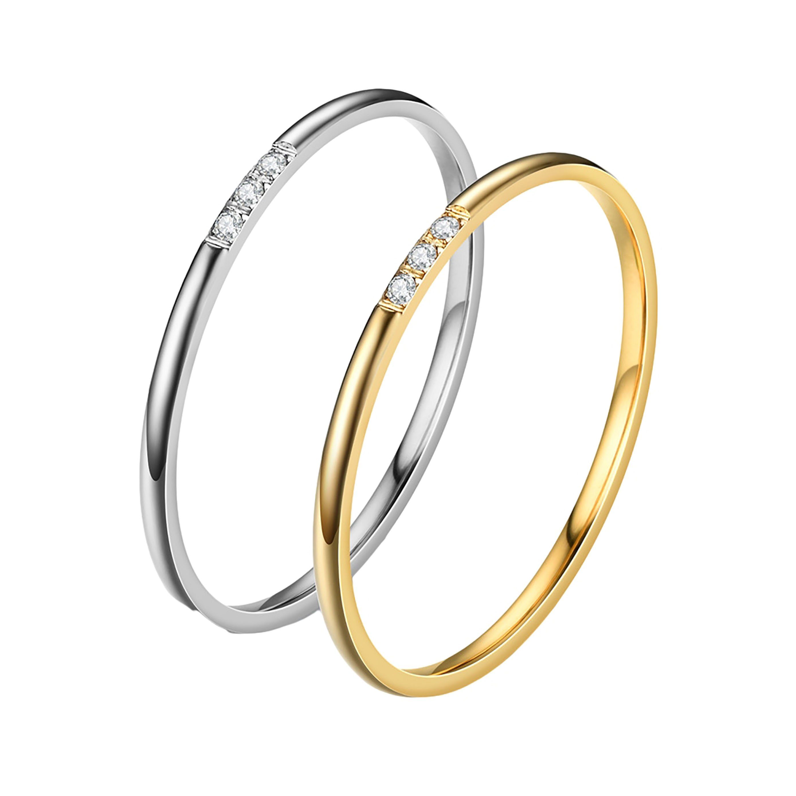 SRRINM Fingerring Womens Extremely Fine Tail Ring mit Diamanten 2pcs (2-tlg)