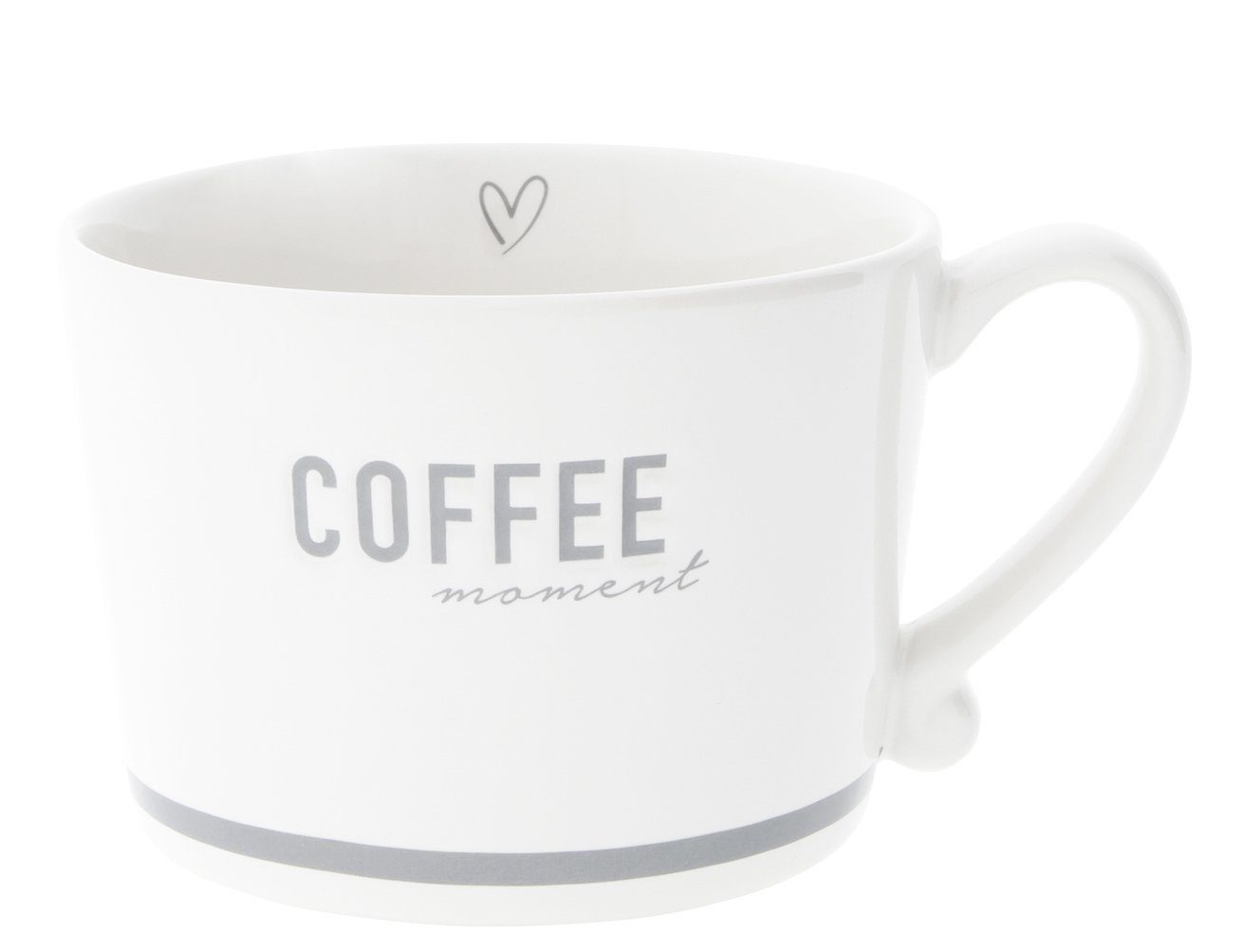 Bastion Collections Tasse Tasse mit Henkel COFFEE moment Keramik weiß grau, Keramik | Teeschalen