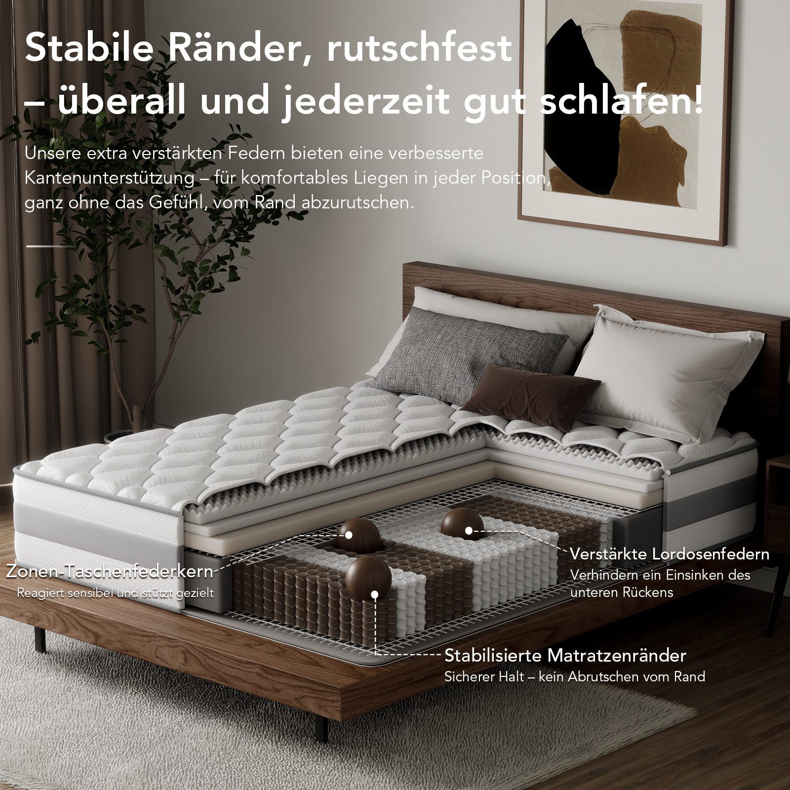 Taschenfederkernmatratze HOM Plus 7 Zonen Federkernmatratze, Luxus matratze, HOMAVO, 25 cm hoch, (Zertifizierte Qualität, Passt sich dem Körper an und entlastet den Körperdruck), Doppelseitig erhältlich, orthopädisch