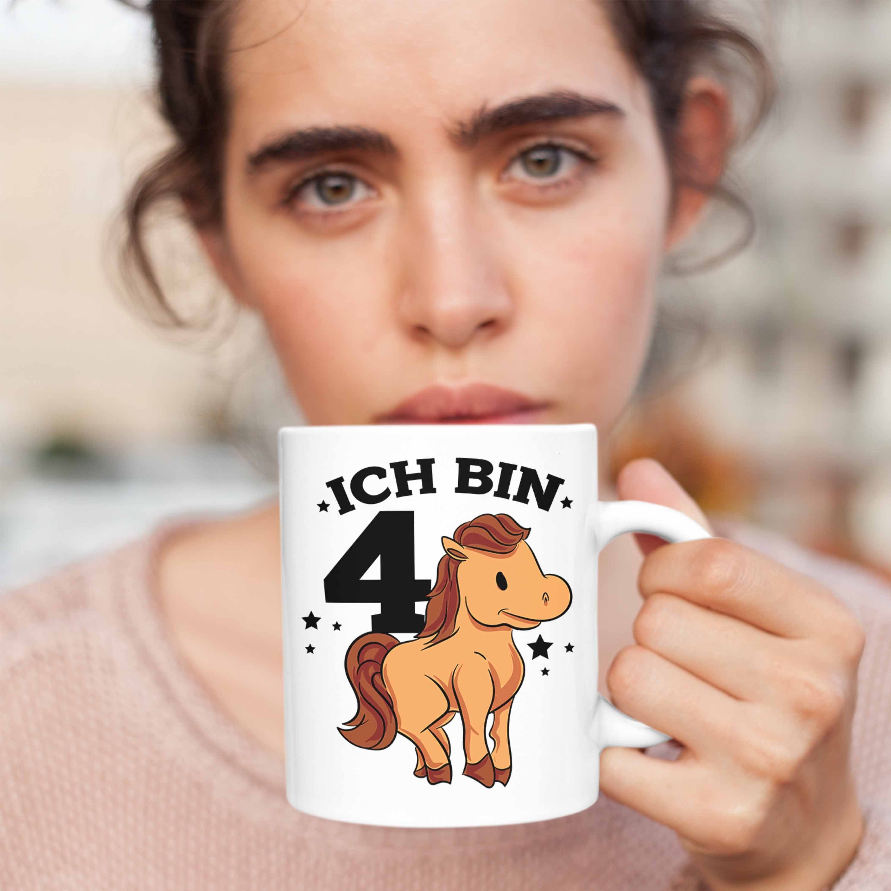Tasse Mädchen 4. Pferde-Motiv für Reiter Lustige Geburtstag Pferdefans Weiss Tasse Trendation