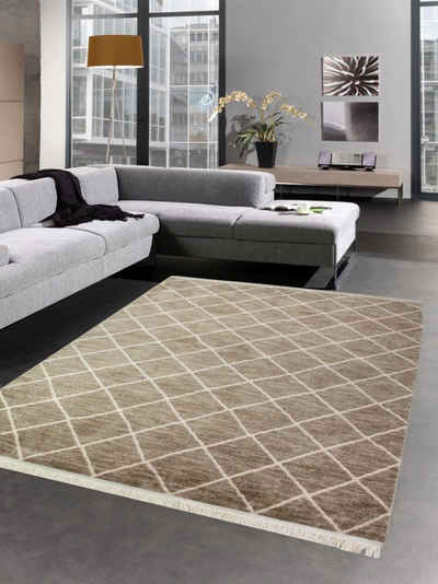 Teppich Teppich Orientteppich Kelim Raute beige creme, Carpetia, rechteckig, Höhe: 8 mm