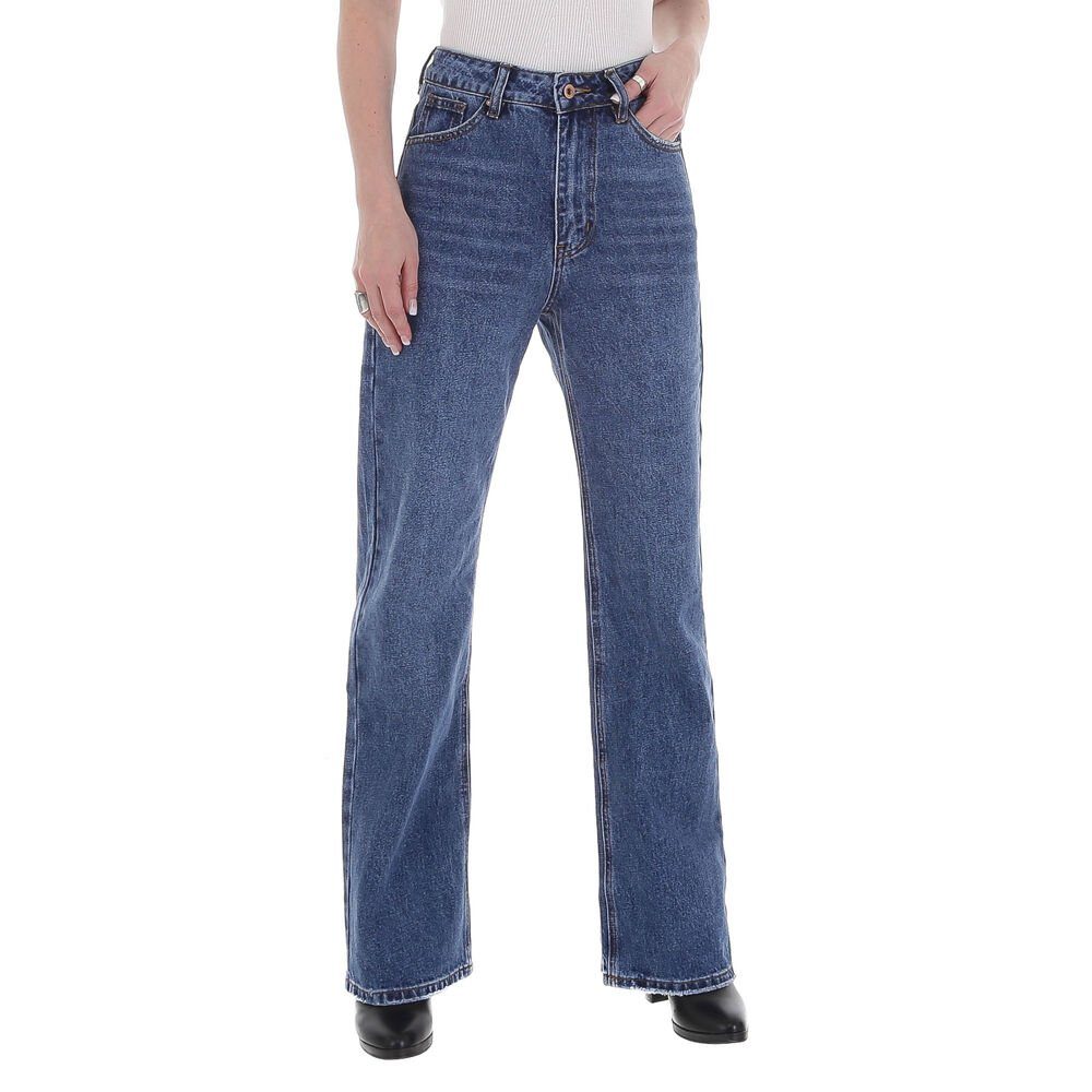 Ristede parti Metal linje Ital-Design Weite Jeans Damen Freizeit High Waist Jeans in Blau