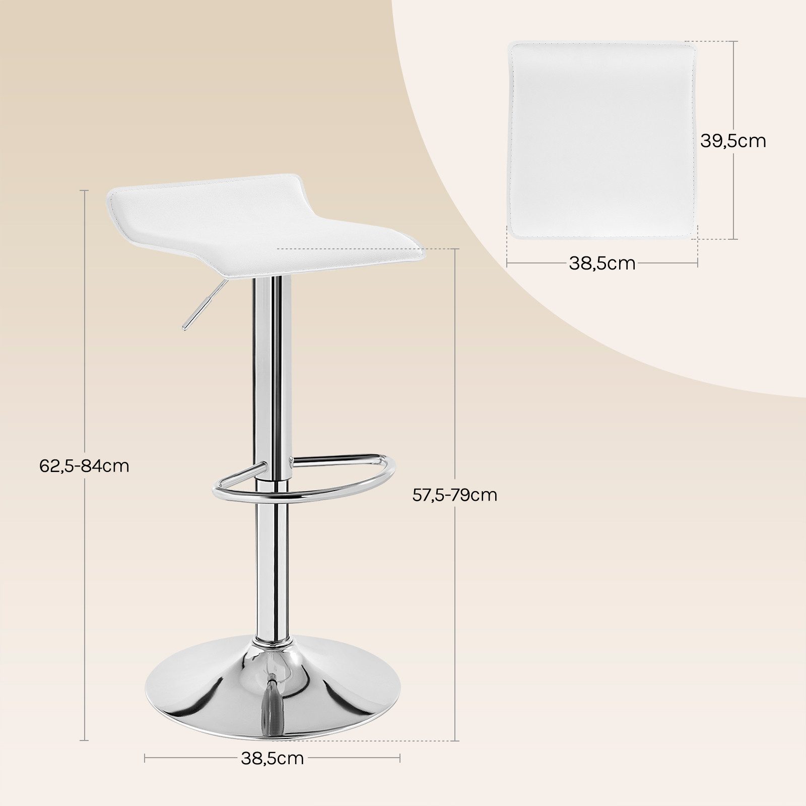 Woltu Barhocker (1 St), Design Hocker stufenlose Höhenverstellung Kunstleder