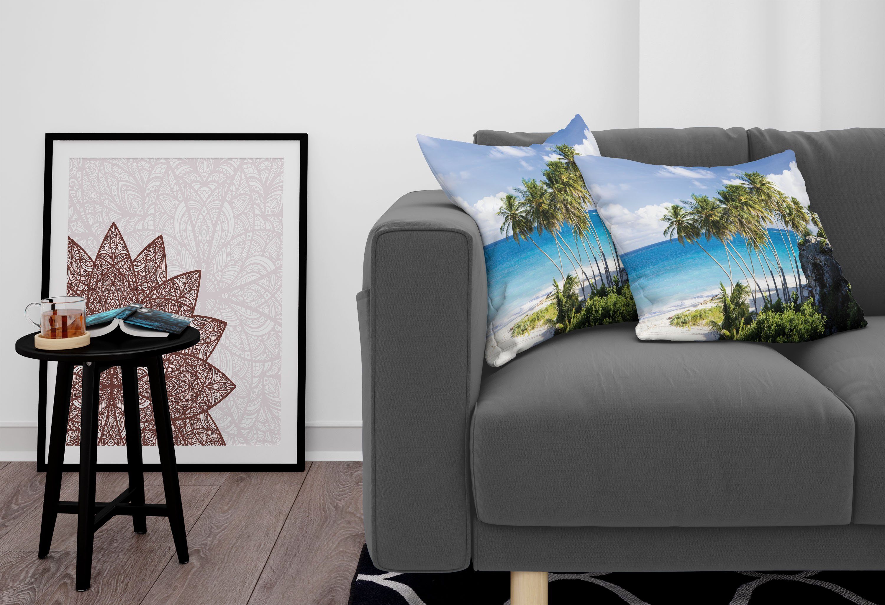 Modern Ozean Accent Tropisch Digitaldruck, (2 Stück), Beach Doppelseitiger Kissenbezüge Exotic Abakuhaus