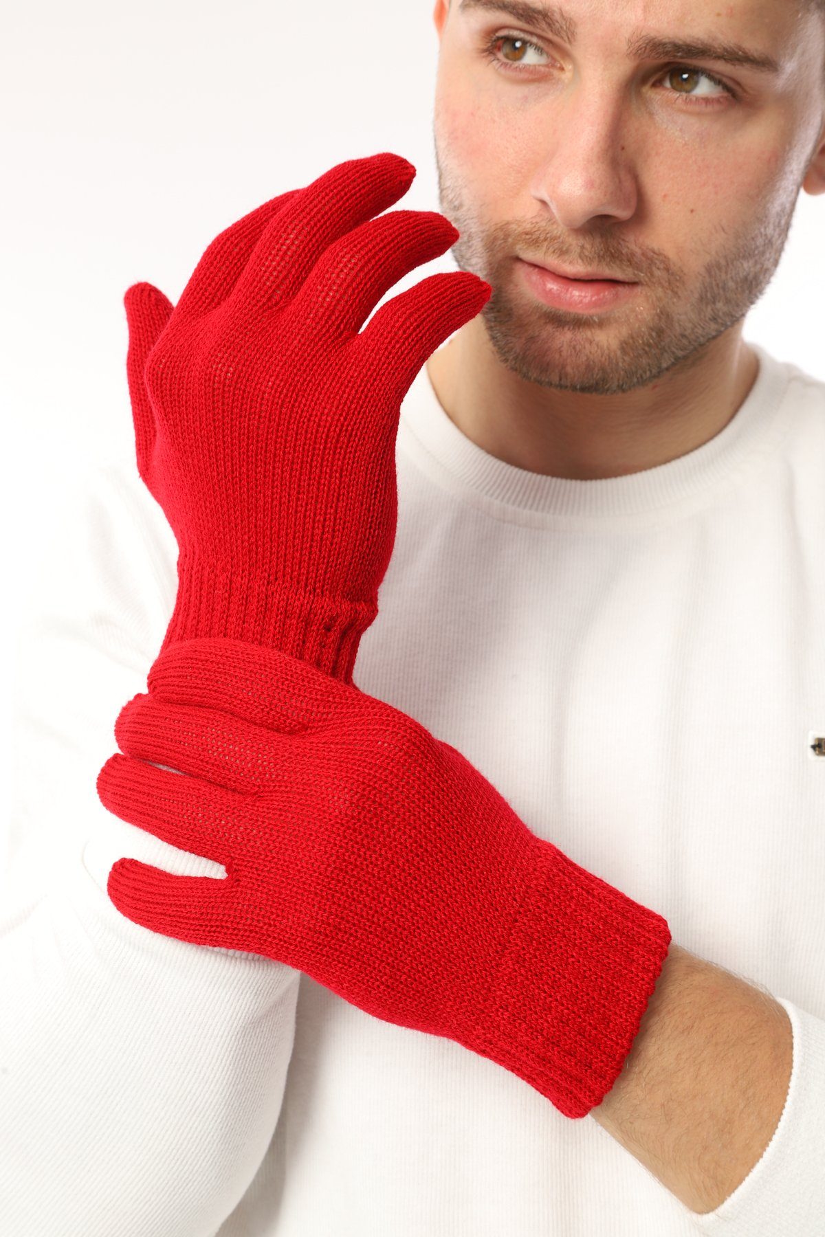 herémood Strickhandschuhe Handschuhe Winterhandschuhe Rippstrick Strickhandschuhe Herren Rot